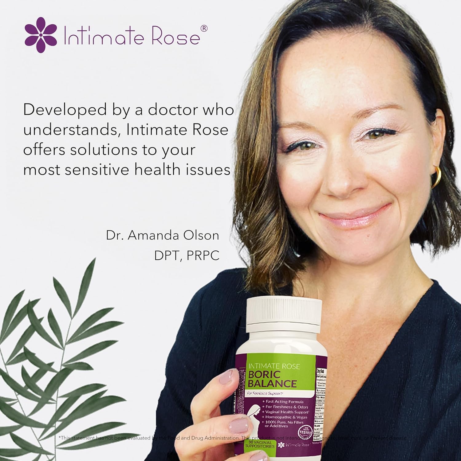 Intimate Rose Boric Acid Suppositories - Manages Odor - Promote pH Balance for Women Vaginal