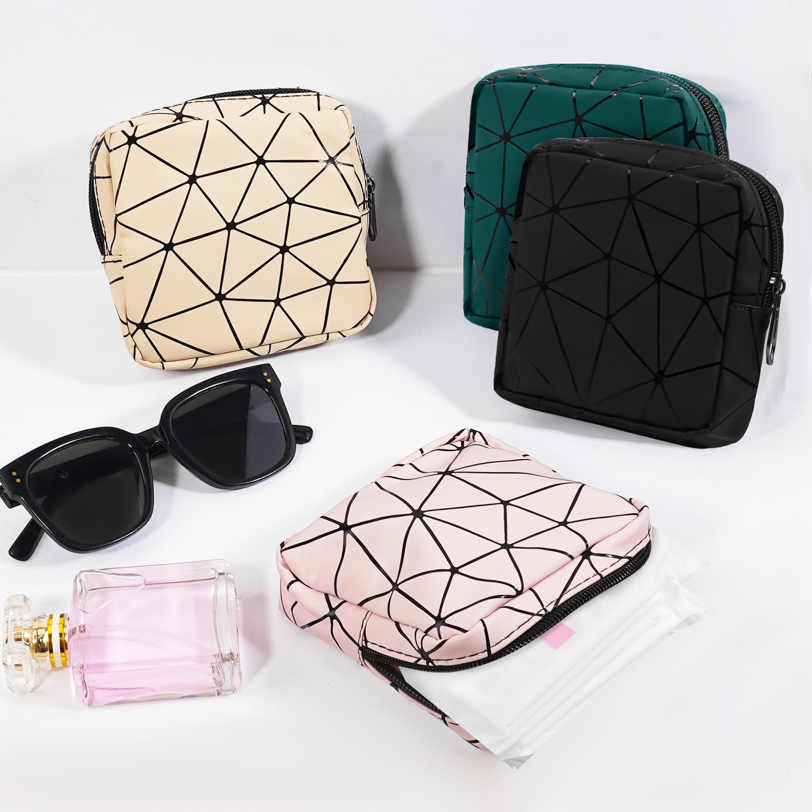 Yazabai Sanitary Napkin Storage Bag Pouch 4PCS Pads and Tampons Bags Pouches Portable