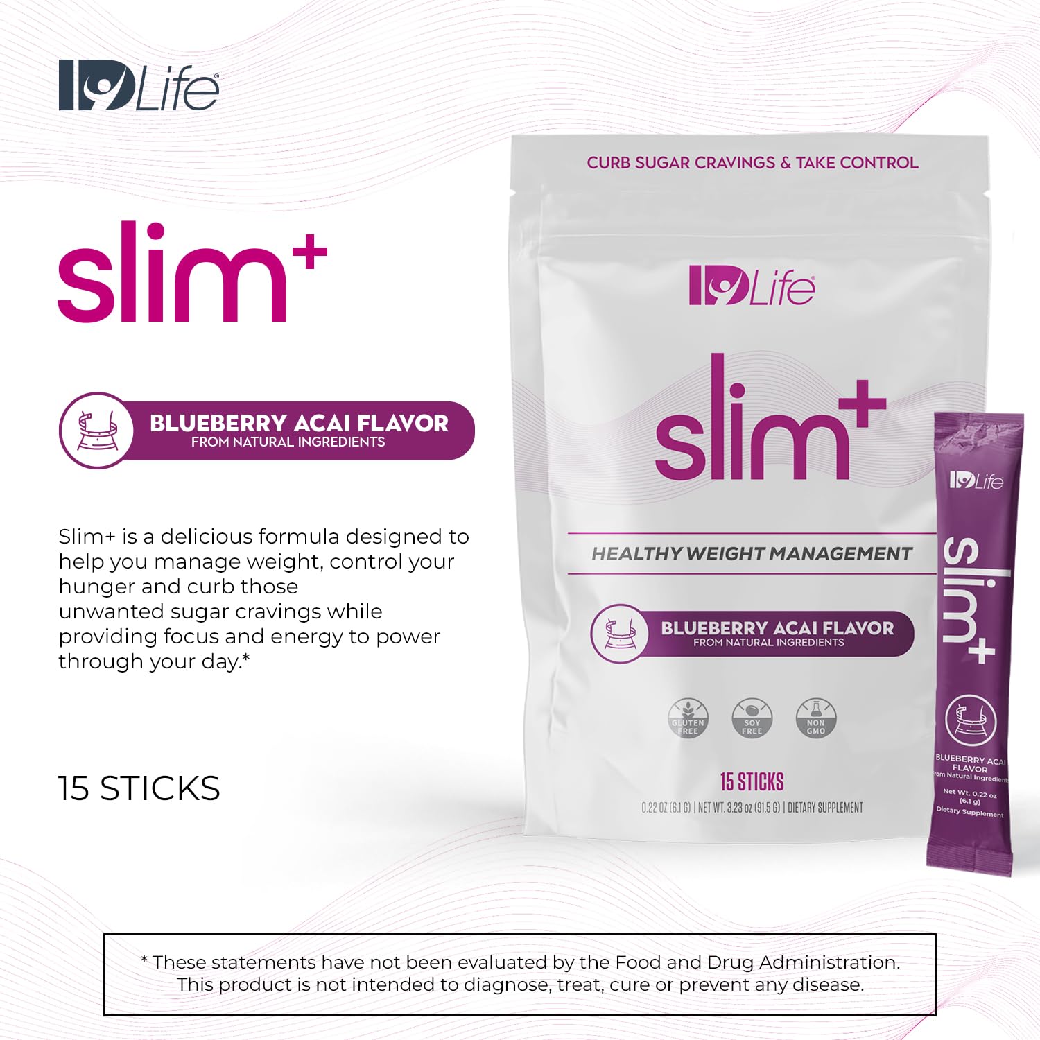 IDLife Slim+ - Weight Management Supplement - Easy to Prepare Delicious Blueberry Acai