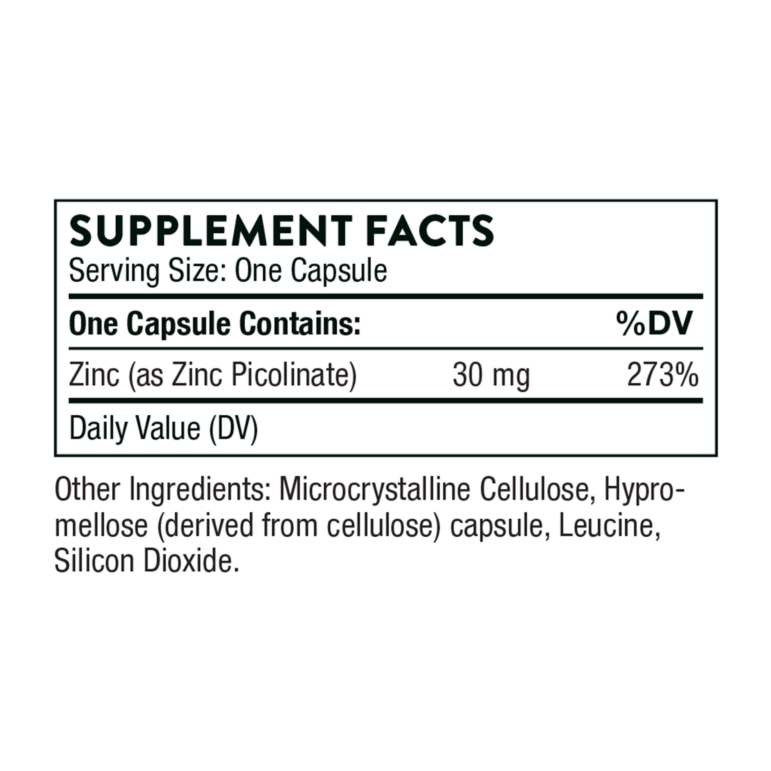 Thorne Zinc Picolinate 30 mg - Well-Absorbed Zinc Supplement for Growth and Immune