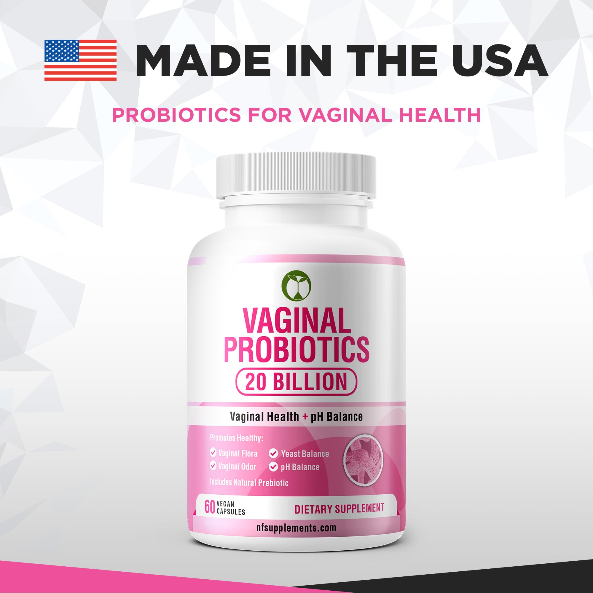 Vaginal Probiotics for Womens Health 20 Billion CFU | PH Balance & Vaginigal Odor Support 60 Capsules