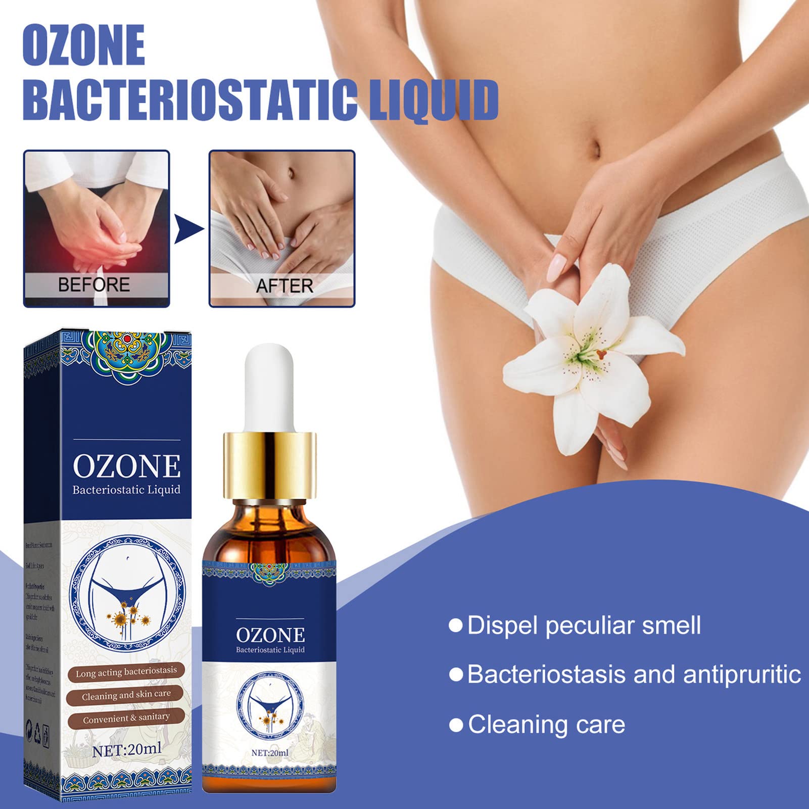 Women Private Part Cleanser,2pcs 20ml Women Private Part Care Liquid Odor Removal Balance PH