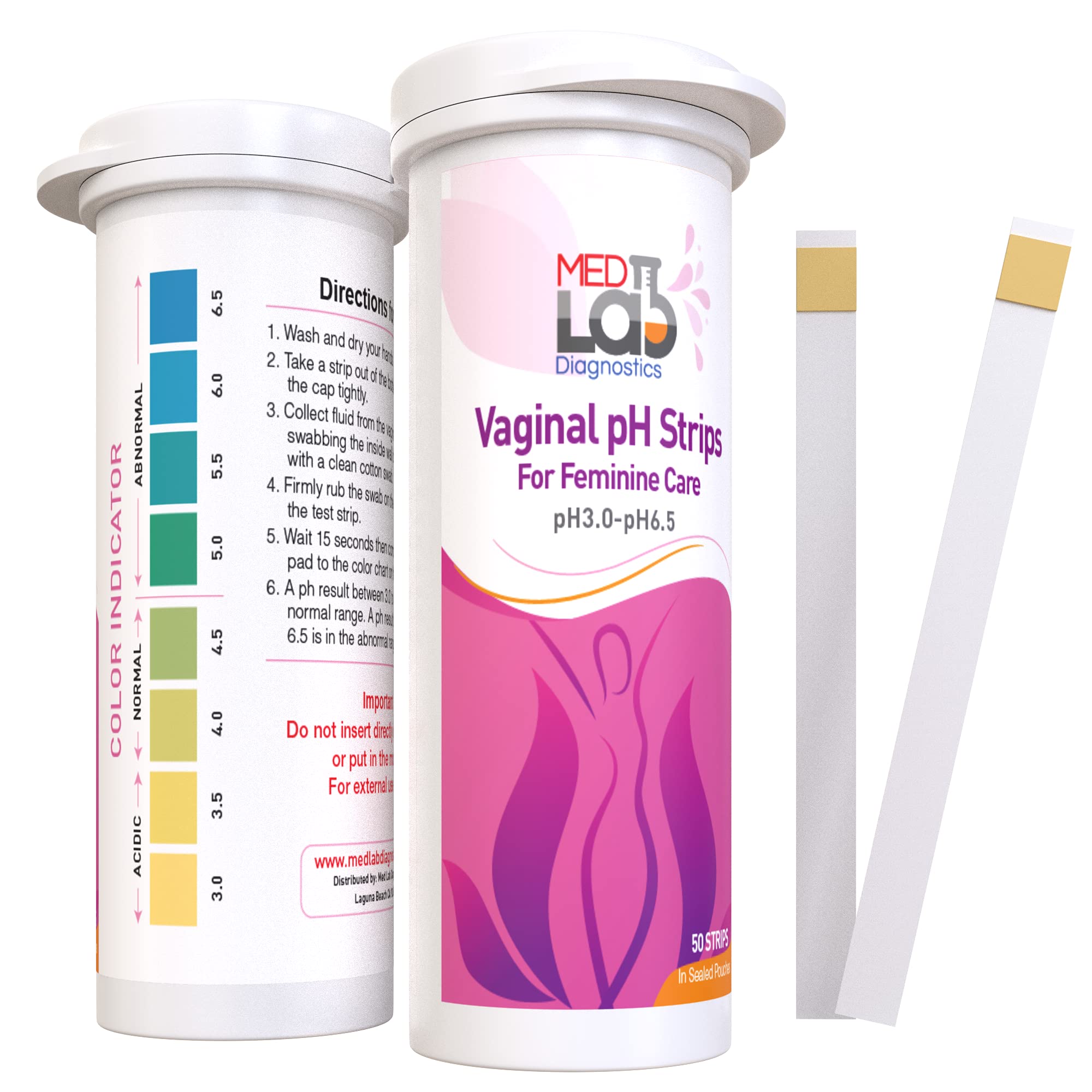 Vaginal ph Test Strips for Women(50 cnt). BV Bacterial Vaginosis and Yeast Infection Test Strips