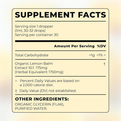 Organic Lemon Balm Drops for Bloating & Digestive Support | Vegan