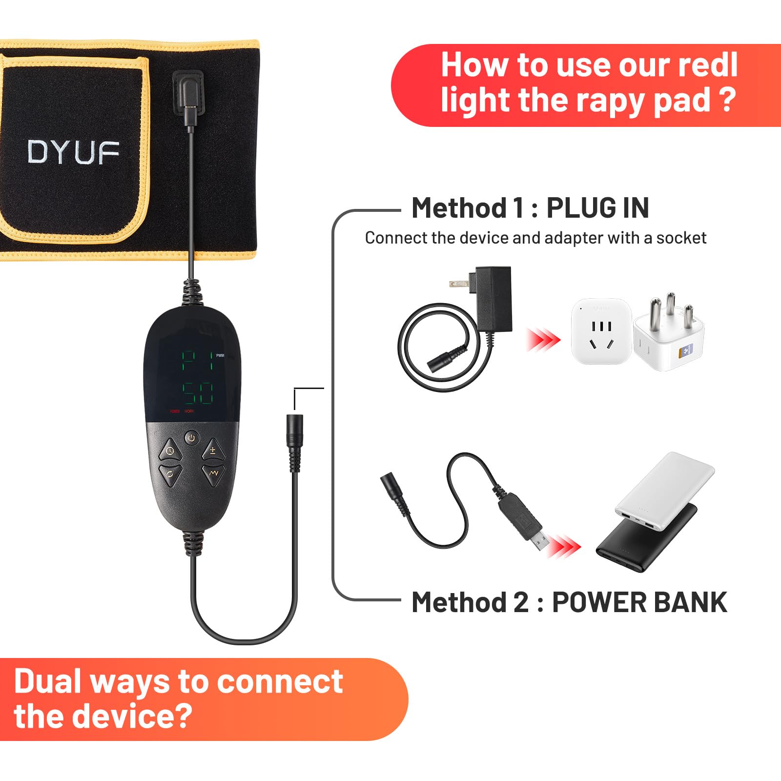 Red Light Therapy Belt DYUF Infrared Light Therapy : Muscle Recovery, Pain Relief, and Healing Device