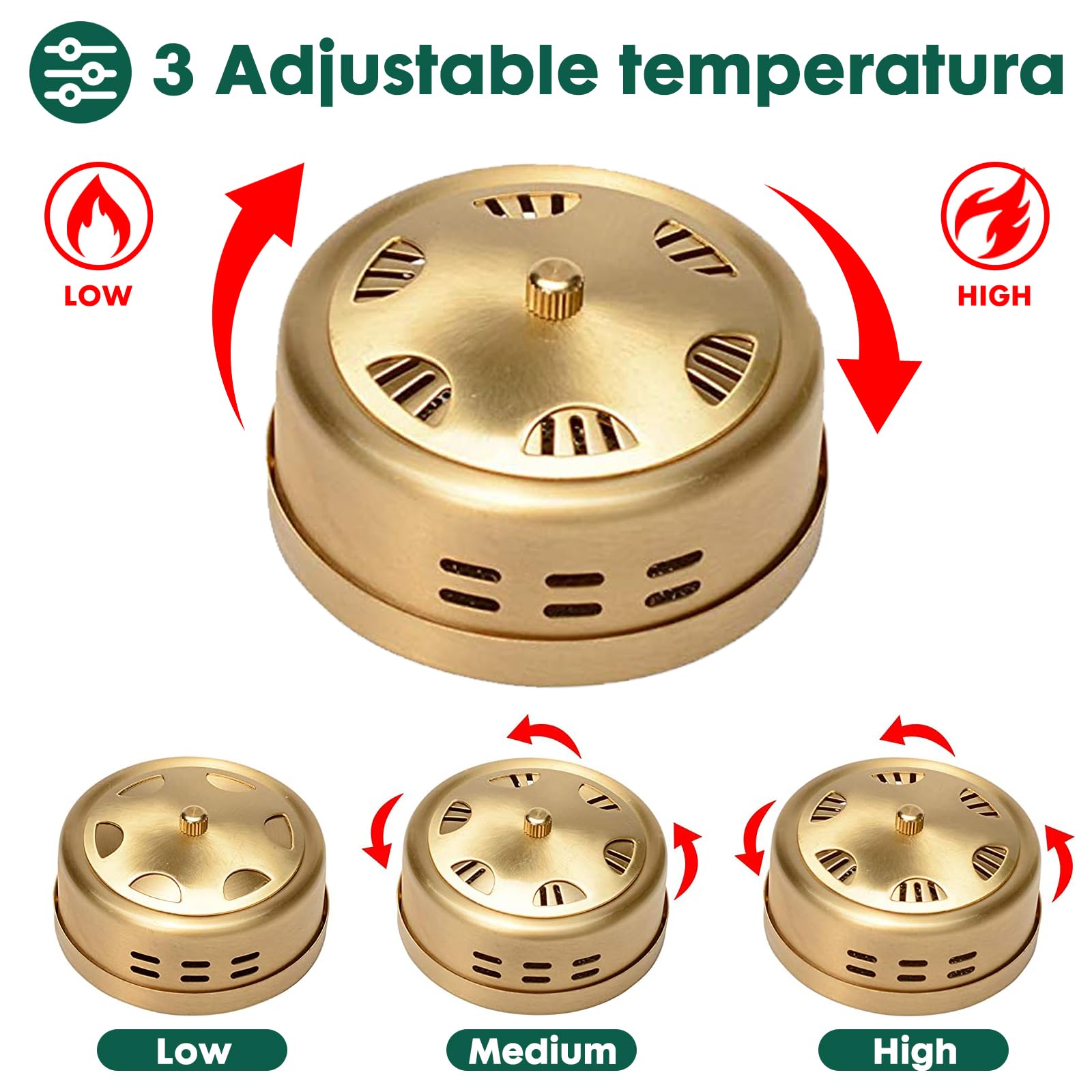 Smokeless Copper Moxa Box, Set of 3 Purifier Copper Tank Moxibustion Treatment Tool Portable