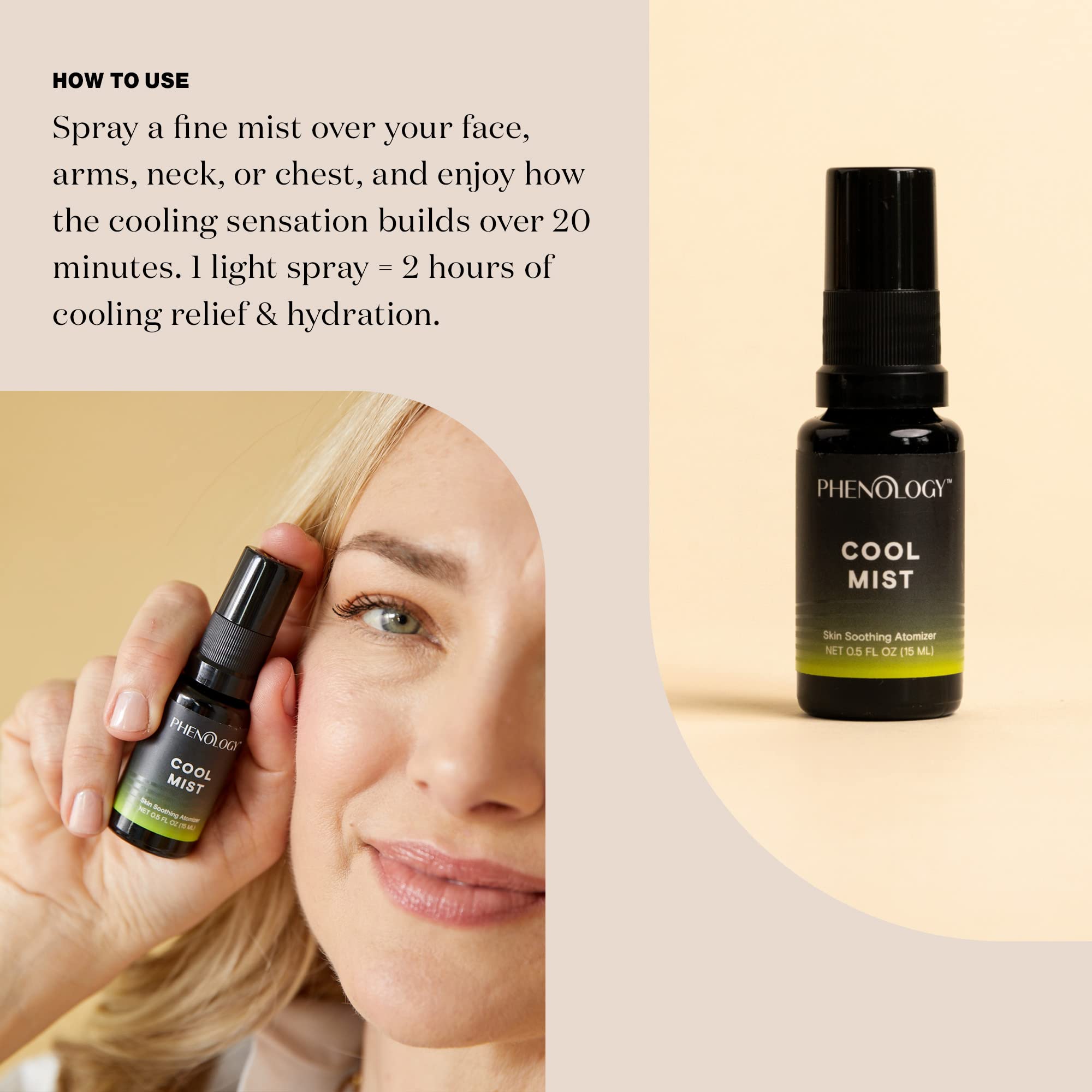 Phenology Menopause Cooling Mist Spray- 0.5 fl oz – Menopause Support for Hot Flashes & Night Sweats