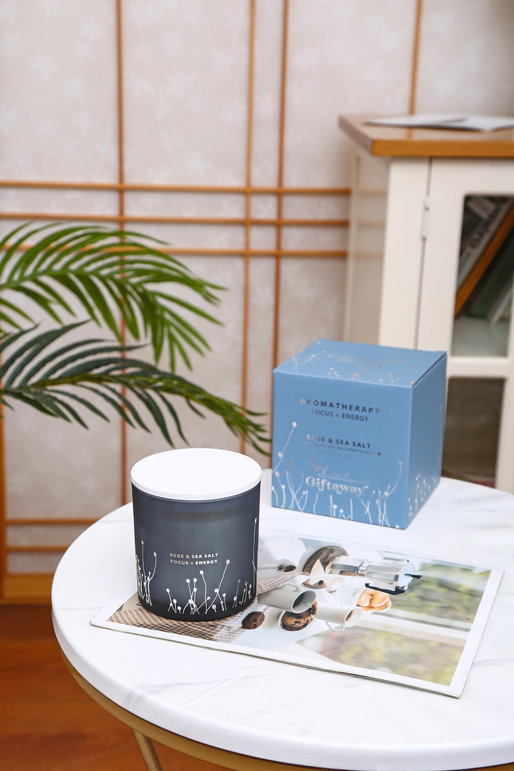 White Sage Sea Salt 3 Wick Candle 14.5 oz | Sage Candles for Cleansing House | Large Soy Candles