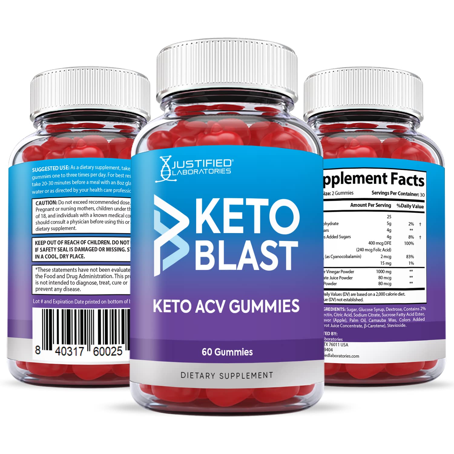 Justified Laboratories Keto Blast Gummies 1000MG ACV with Pomegranate Juice Beet Root