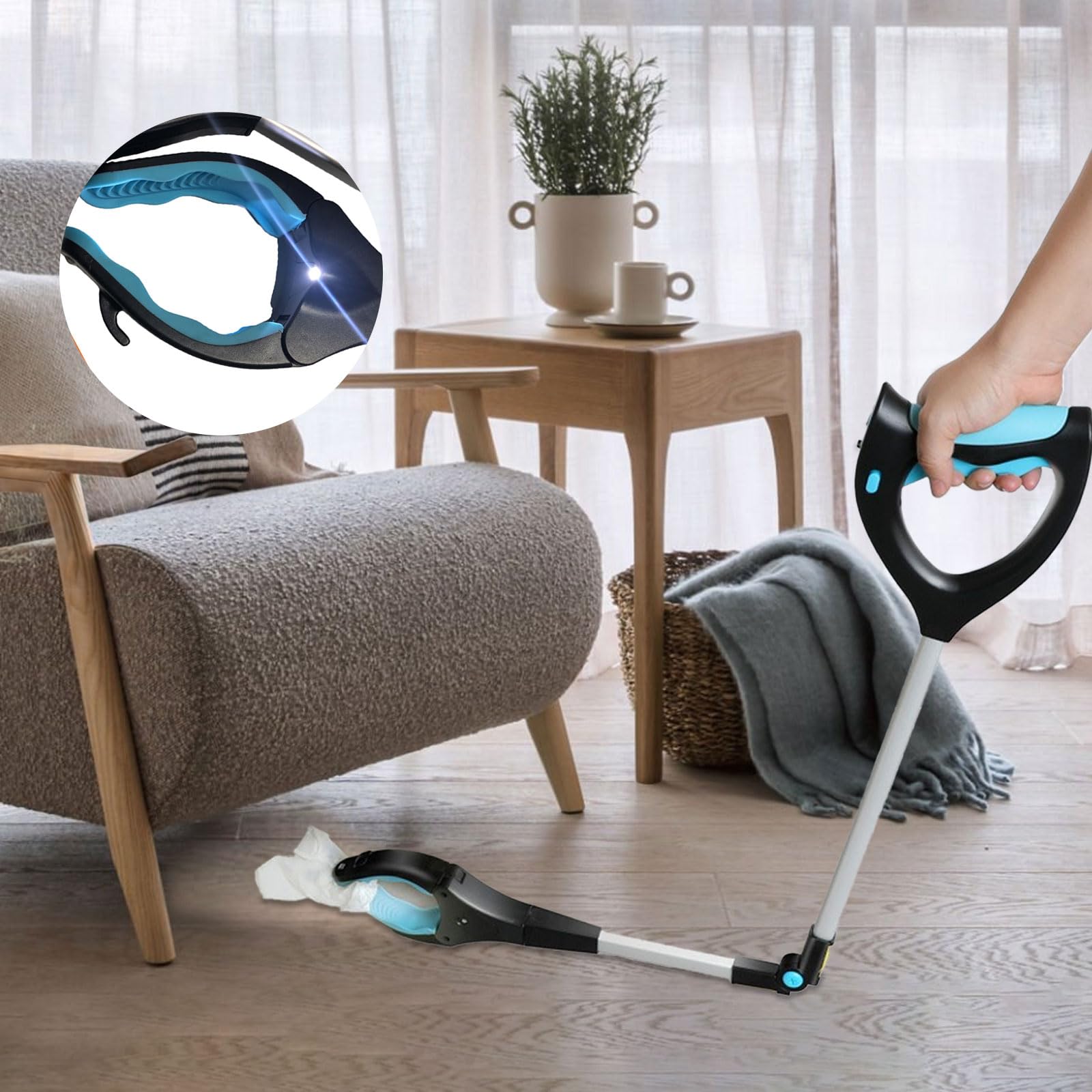 Grabber Reacher Tool, 32" Pick Up Stick Grabber with LED for Elderly and Lightweight Trash Picker