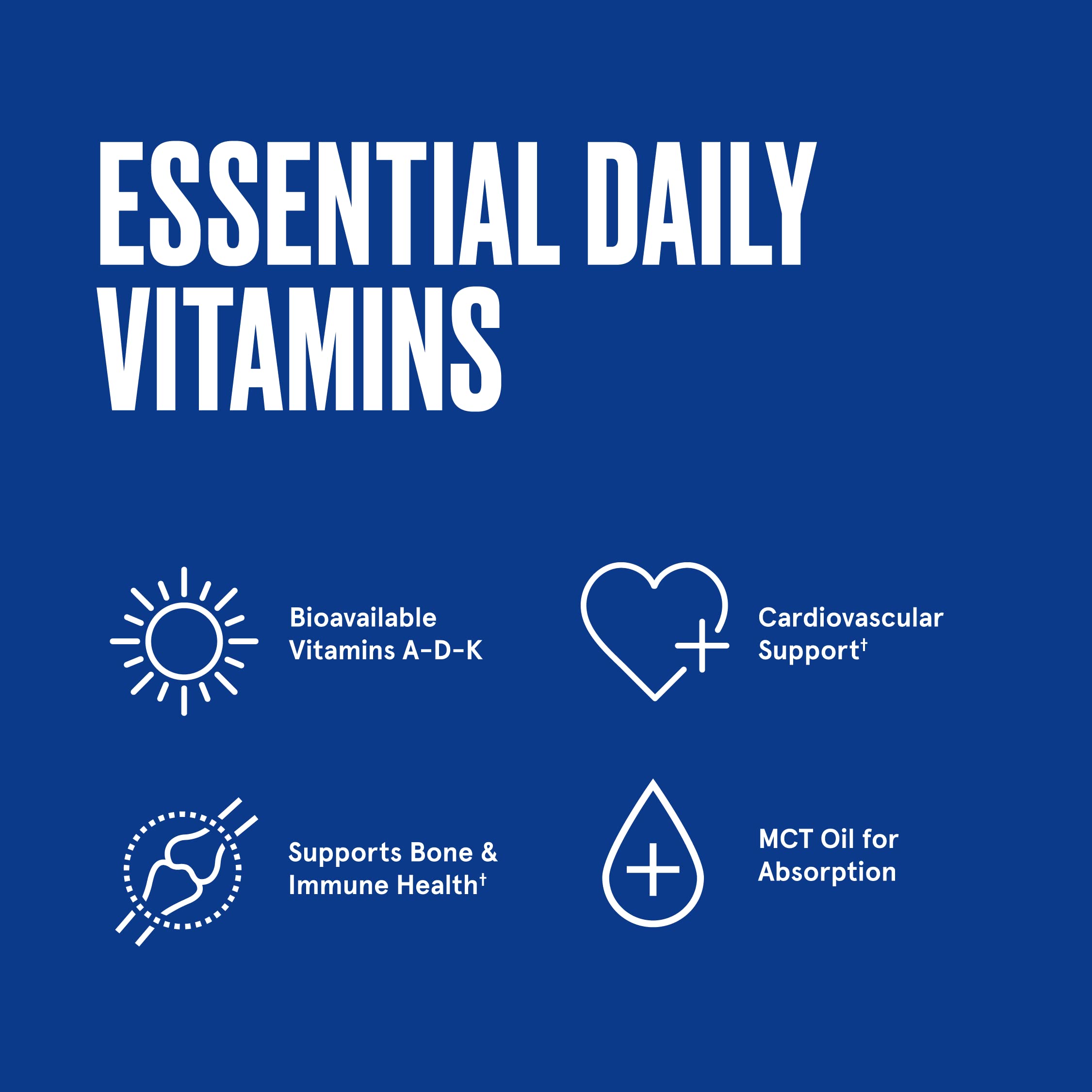 Vitamins A-D-K, 30 Softgels, 900mcg Vitamin A, with 5000 IU D3, K1, K2, K3, High Potency