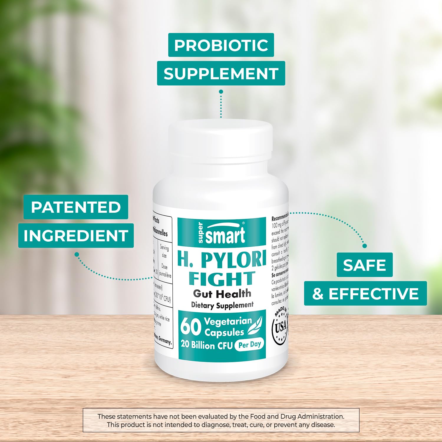 Supersmart - H. Pylori Fight Natural Treatment 20 Billion CFU per Day (Probiotic Lactobac