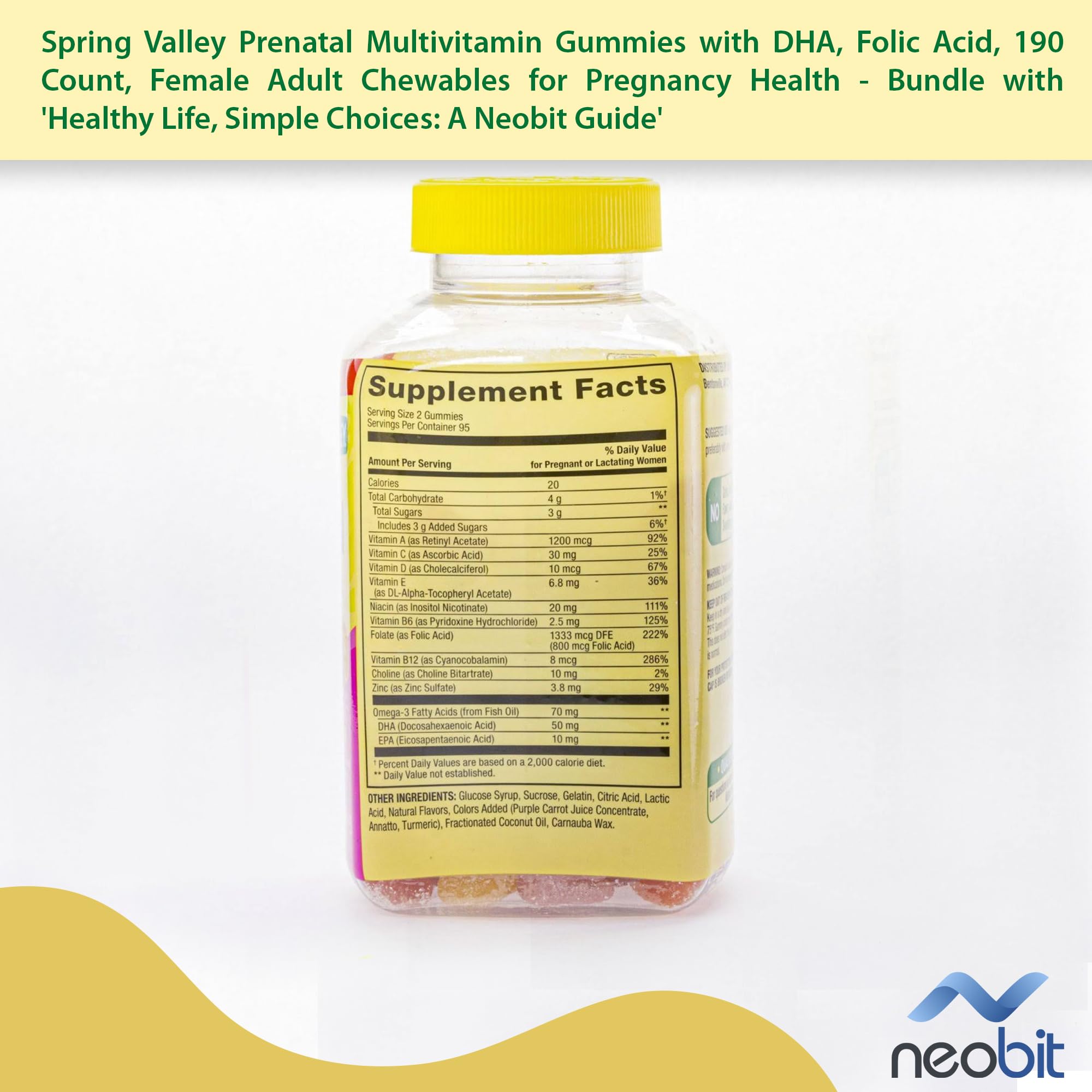 Spring Valley Prenatal Multivitamin Gummies with DHA, Folic Acid, 190 Count, Female Adult Chewables