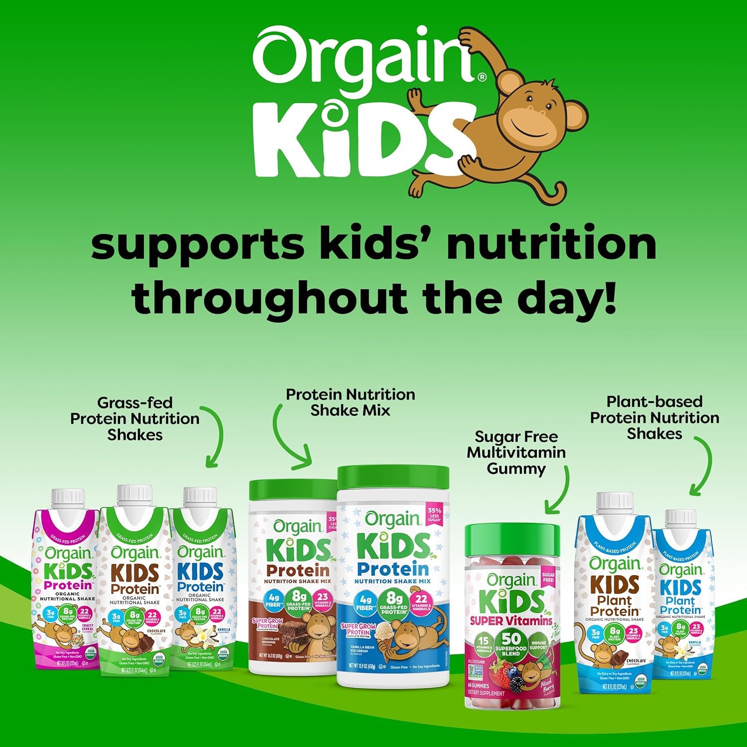 Orgain Organic Kids Nutritional Protein Shake, Fruity Cereal - Kids Snacks with 8g Dairy