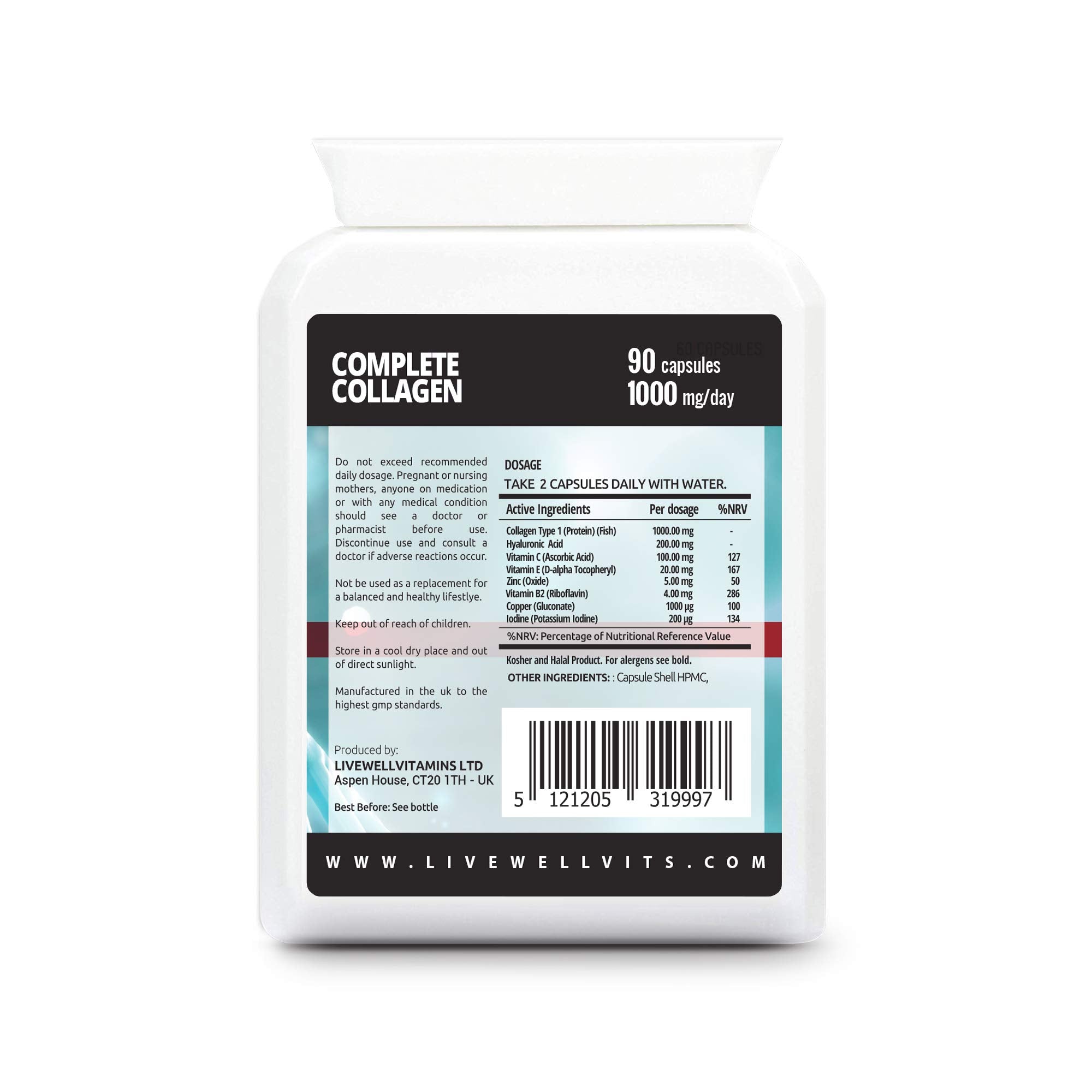 Collagen Supplements for Women or Men - Complete Type 1 Marine Collagen Complex