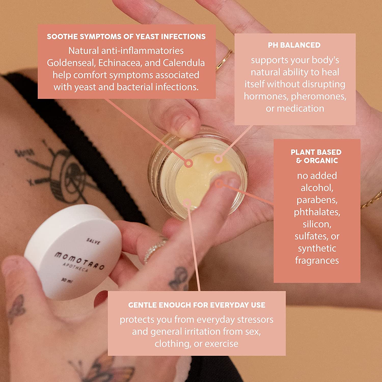 MOMOTARO APOTHECA Vaginal Moisturizer, Organic Vulva Salve - Intimate Soothing Balm