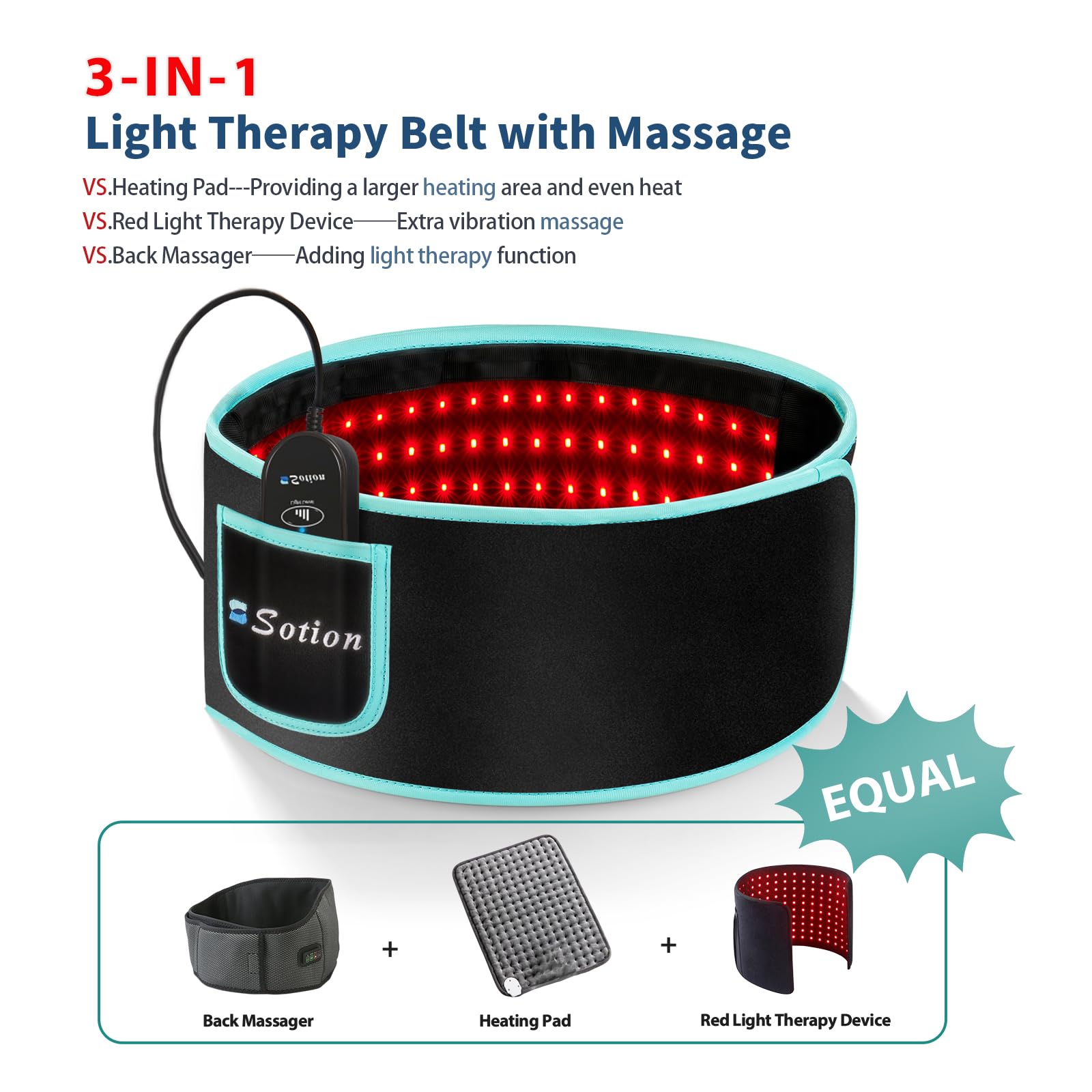 Sotion Red Light Therapy Belt with Massage-Red Light Therapy for Body&Near Infrared Light Therapy