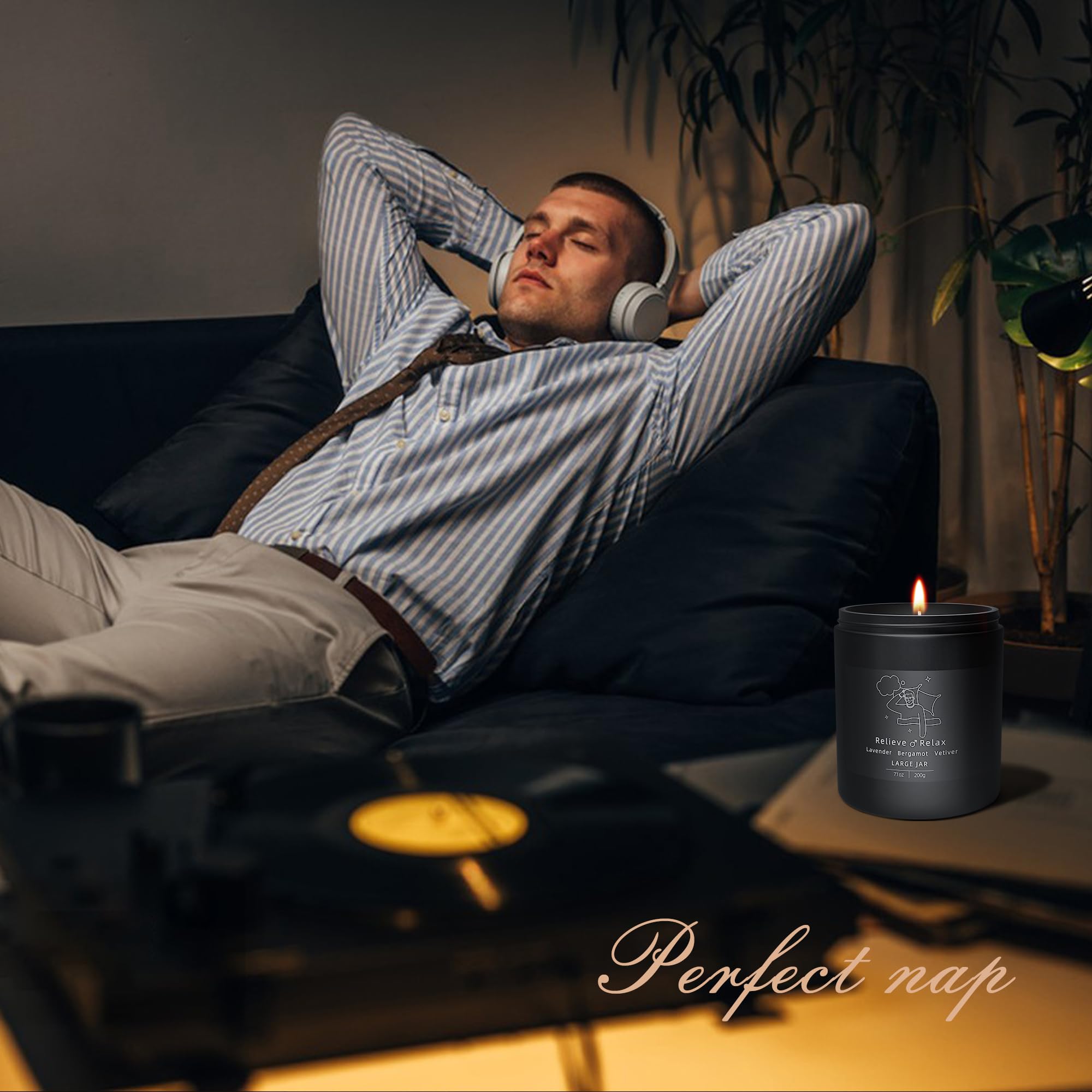 TRINIDa Large Sleep Scented Candles, Black Jar Natural Soy Candles for Home Scented, Candle Gift