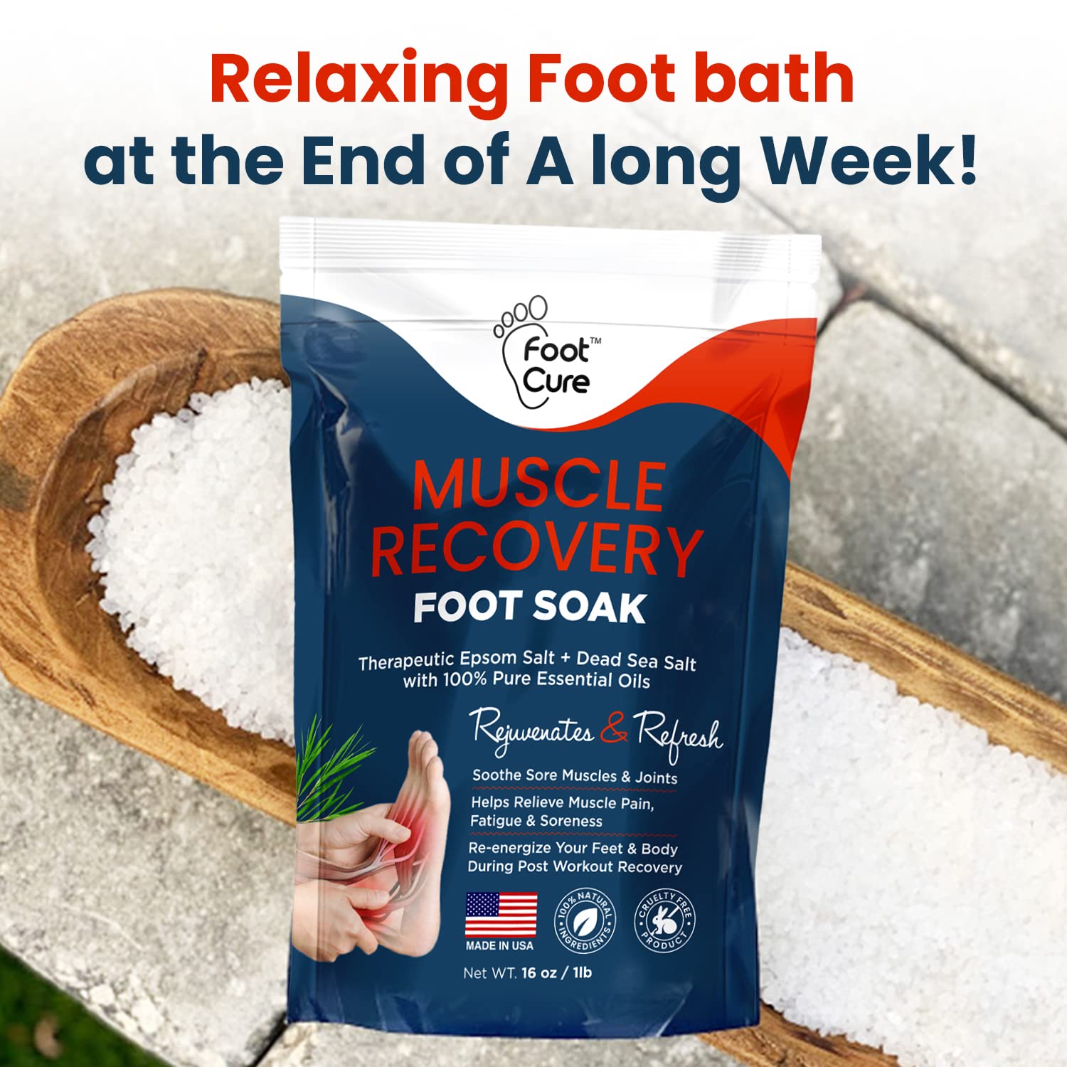 Muscle Relief Foot Soak with Epsom Salts - All Natural Salts for Post Workout Recovery