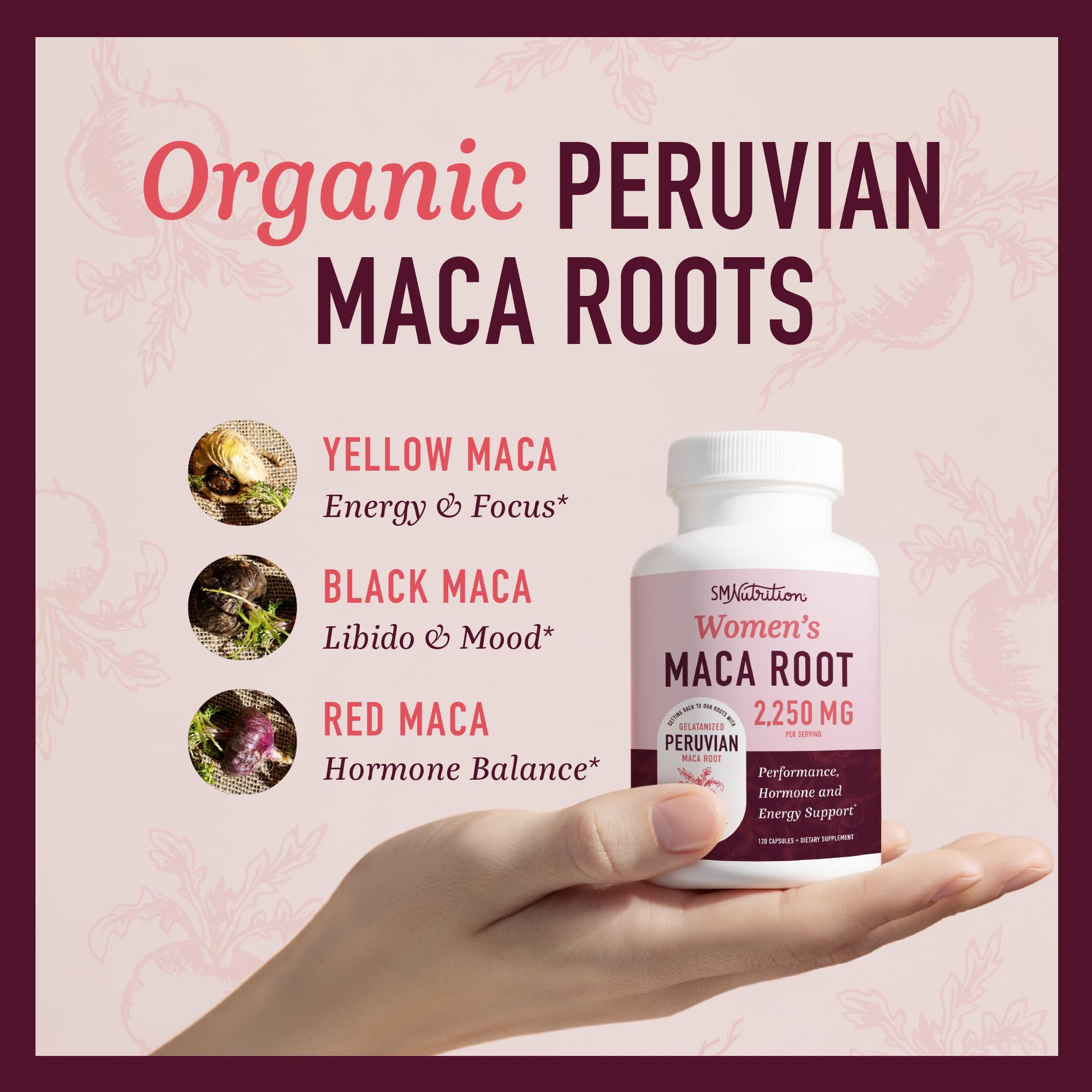 Organic Maca Root Capsules for Women | Peruvian Maca 2250MG Extra Strength