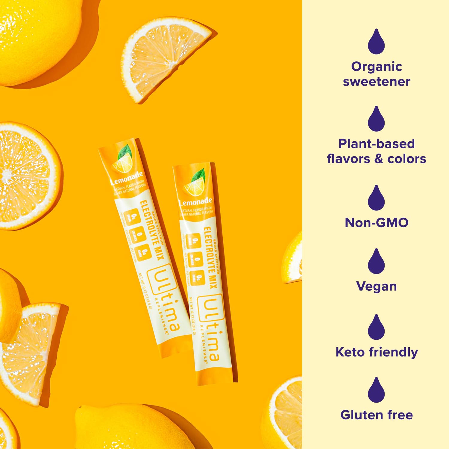 Ultima Replenisher Daily Electrolyte Drink Mix – Lemonade, 20 Stickpacks – Hydration