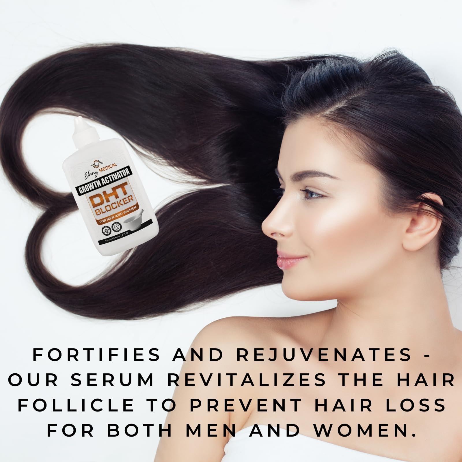 Ebony Medicals DHT Blocker Hair Growth Serum - Hair Loss Supplement, Supports Natural Regrowth