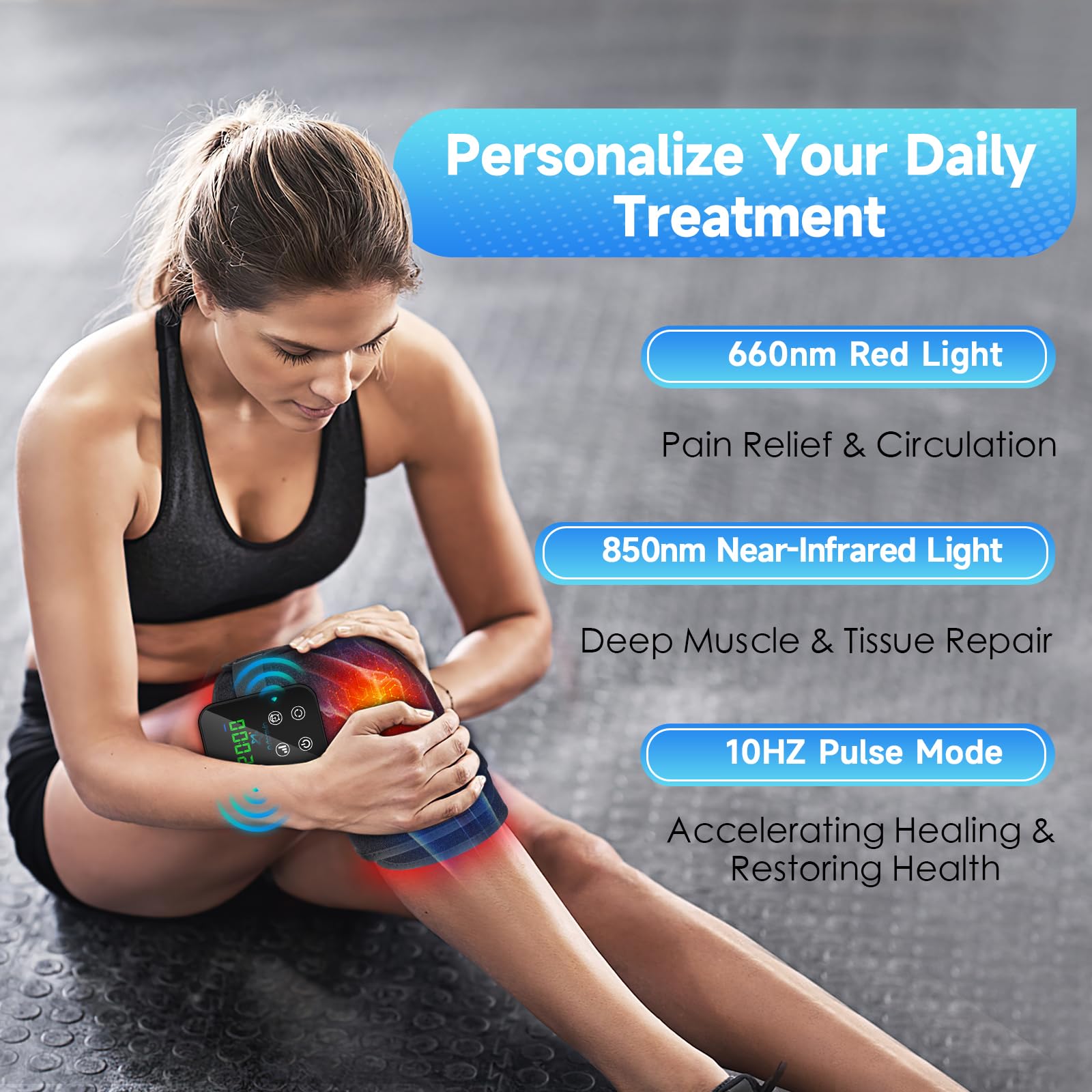 Red Light Therapy Knee Brace: Pain Relief Infrared Heating Pad 72 LED Heat Lamp Pain Relief