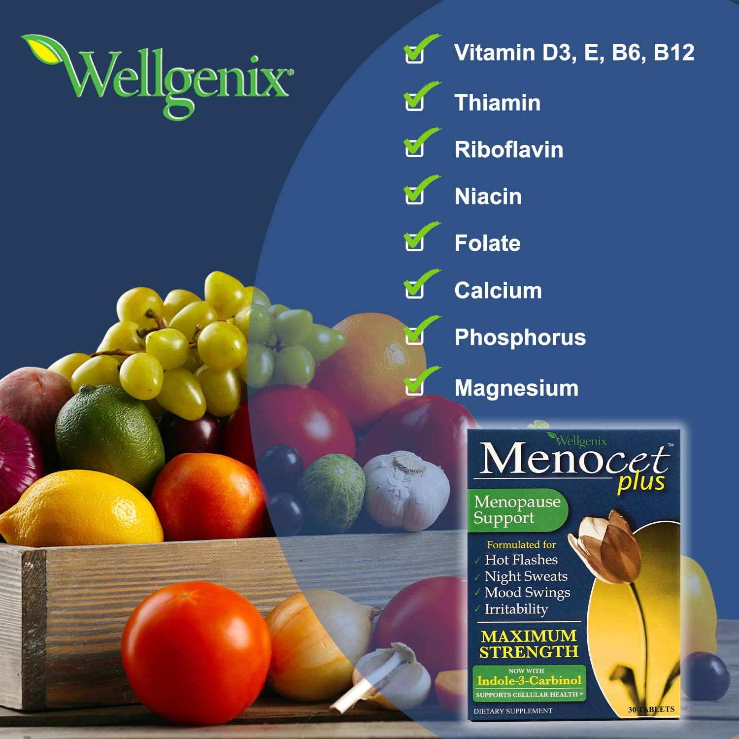 Wellgenix Menocet Plus Menopause Support - All-in-One Menopause Supplement - Daily Relief Feminine
