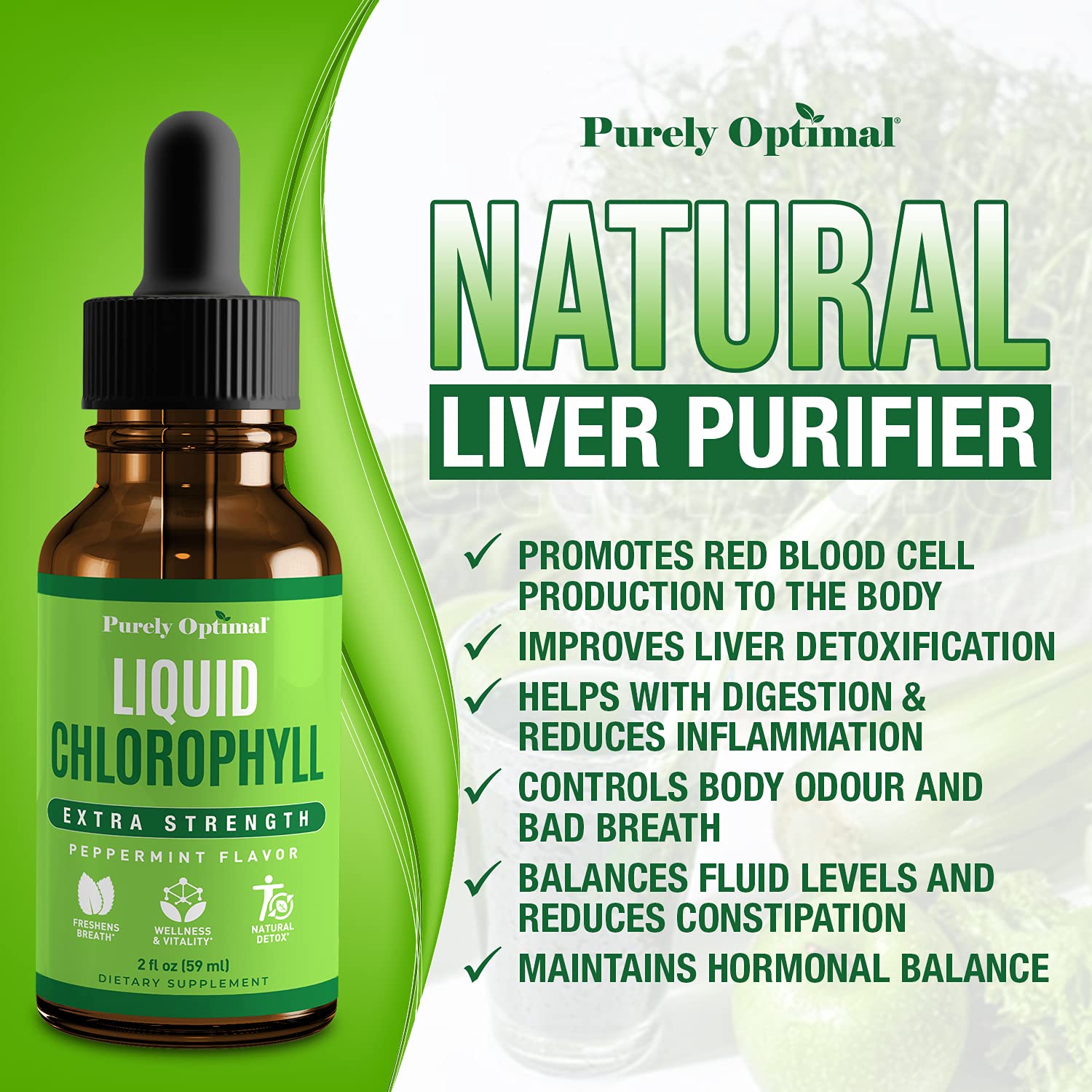 Premium Chlorophyll Liquid Drops - 100% Natural & Gluten Free Liquid Chlorophyll