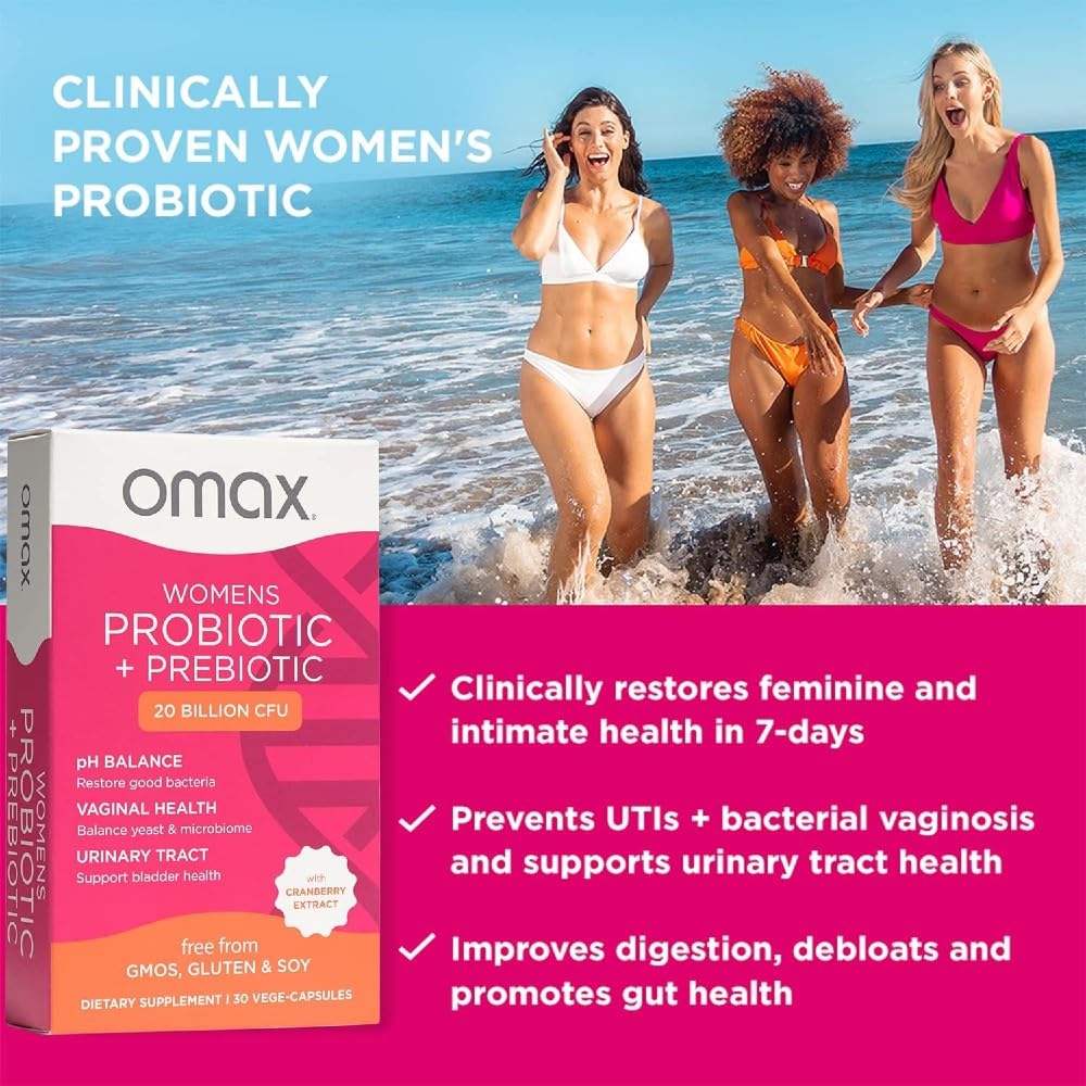 2 Pack Omax Prebiotics & Probiotics for Women, pH Balance, Vaginal Health, Urinary Tract, Yeast