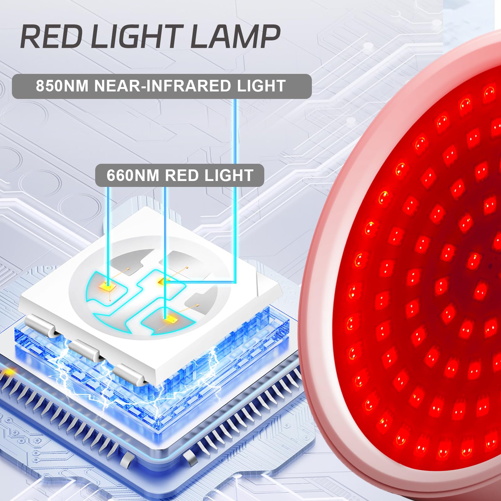 Red Light Lamp with Base, 660nm Red Light & 850nm Near Infrared Red Light Lamp with Timer