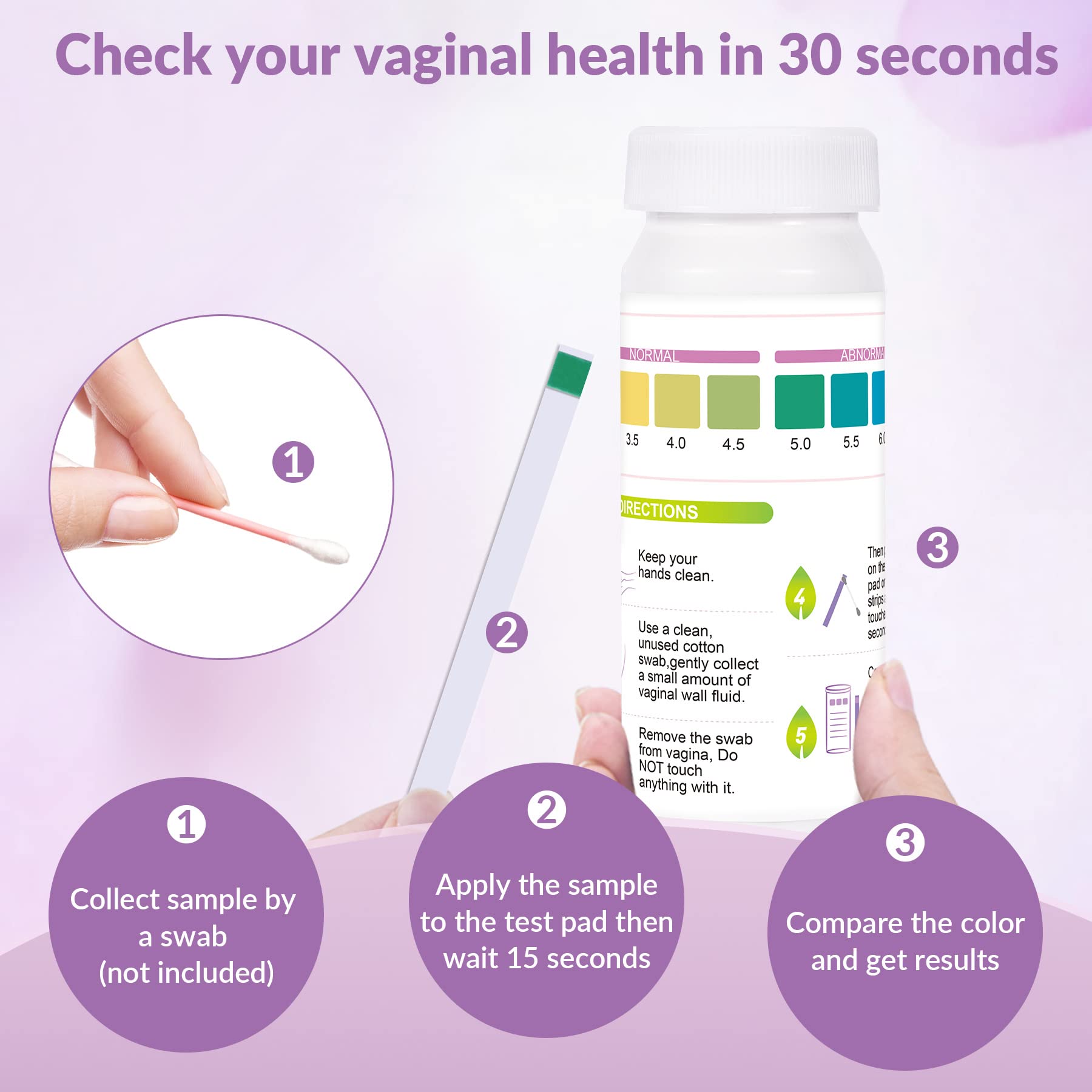 Yeast Infection Test for Women, 50 Count Vaginal pH Test Strips, BV Test Kit at Home