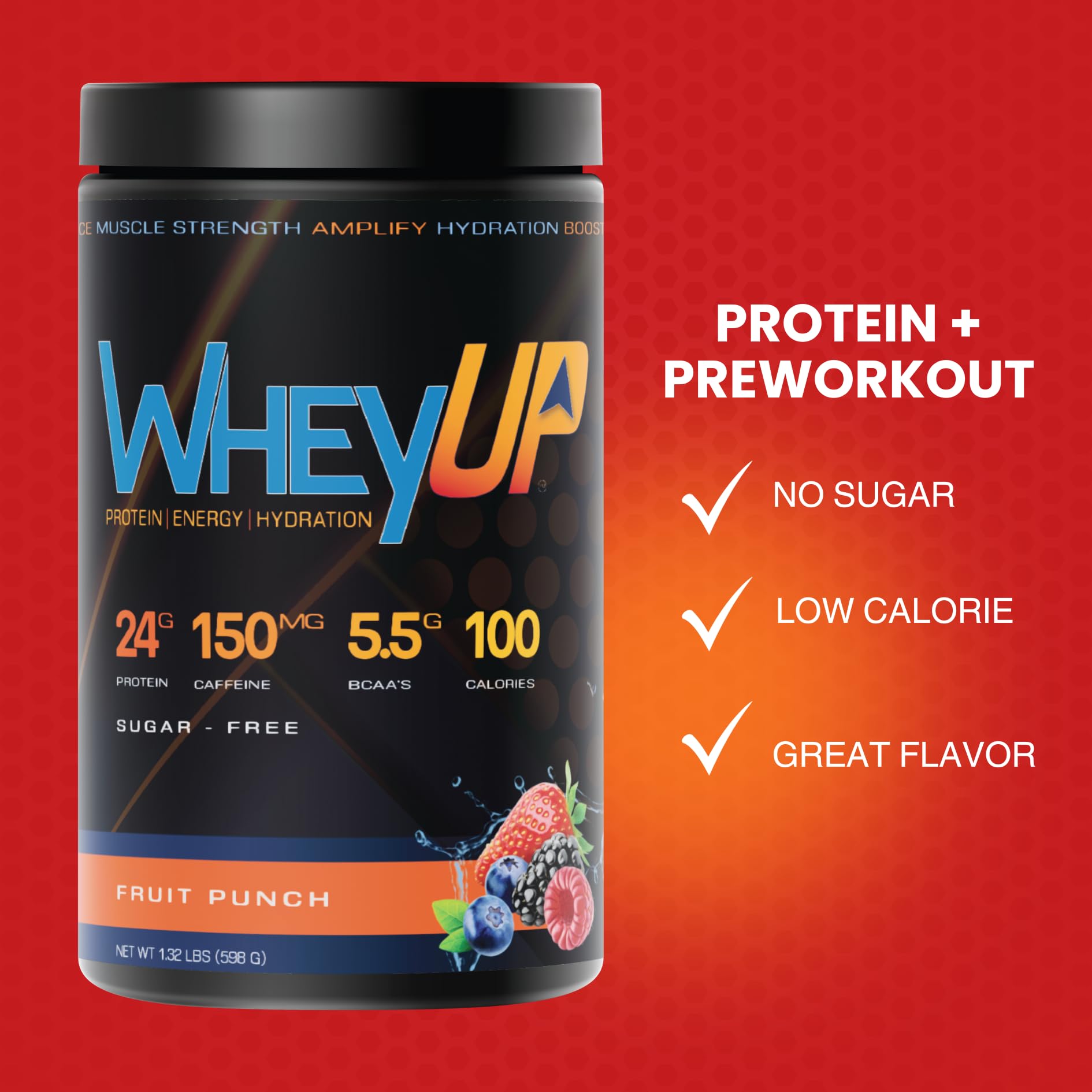 WheyUP Clear Whey Isolate Protein Powder, Blue Raspberry - 150mg Caffeine - 20 Servings
