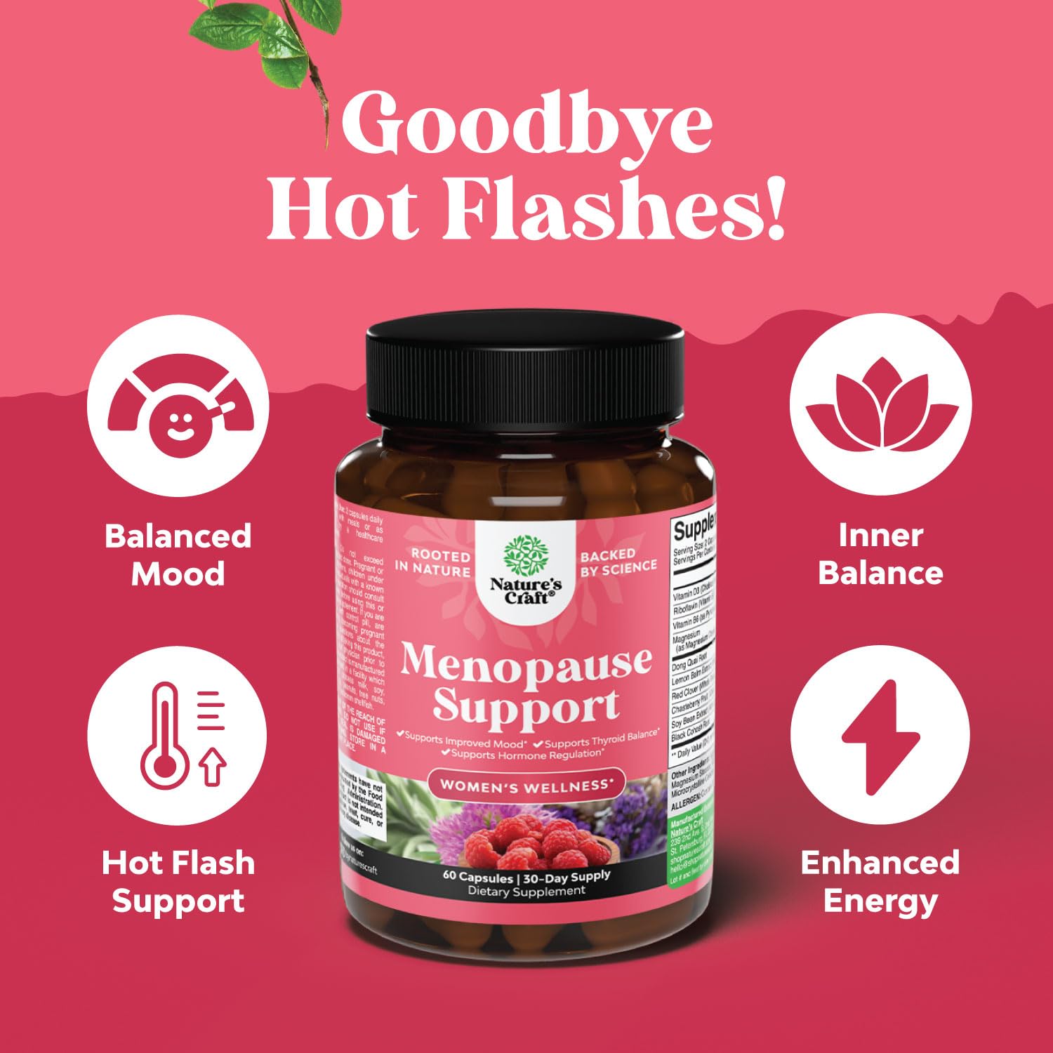 Complete Herbal Menopause Supplement for Women - Multibenefit Menopause Relief Hormone Balance