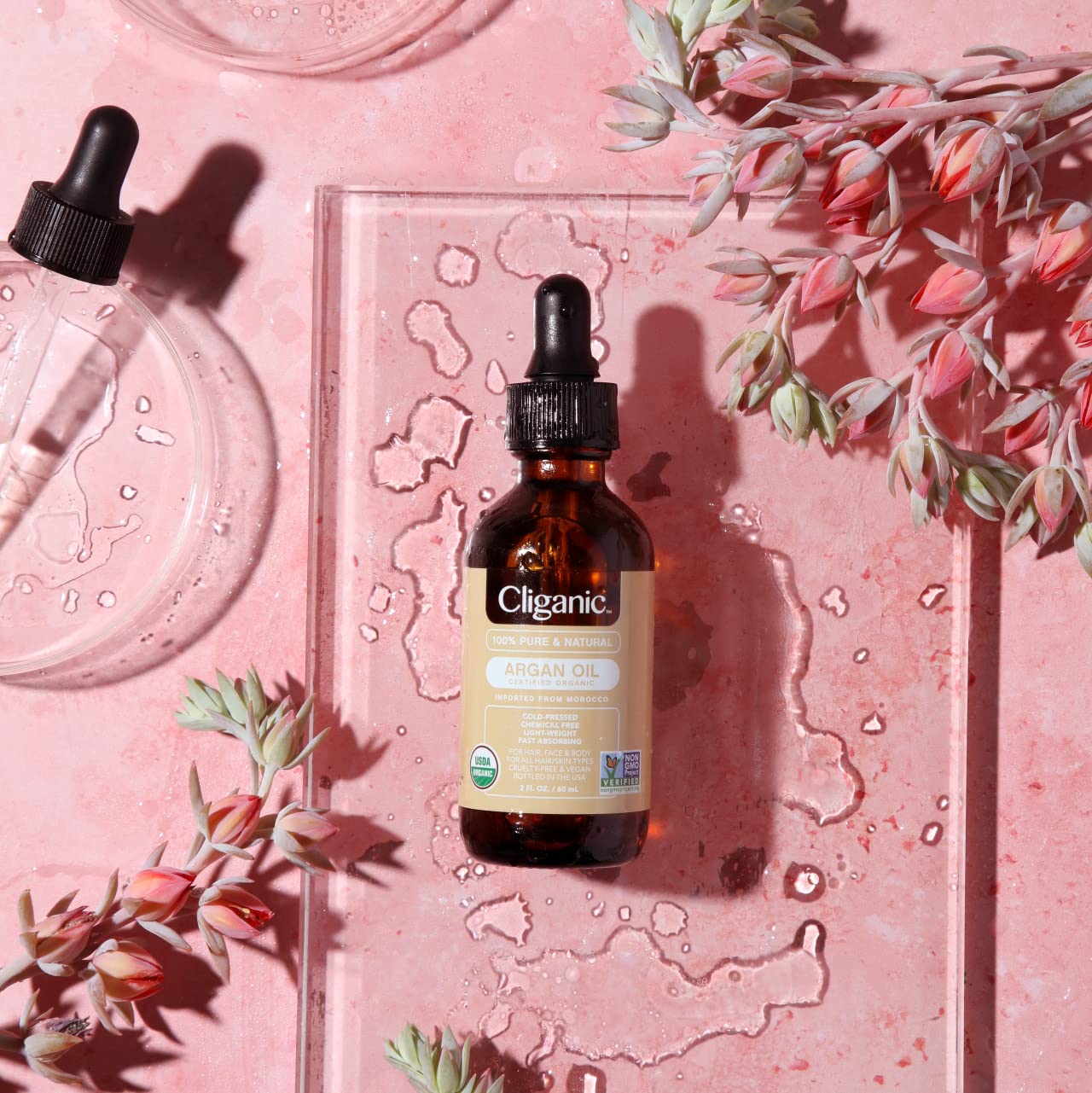 Cliganic USDA Organic Argan Oil, 100% Pure | for Hair, Face & Skin | Natural Cold Pressed Carrier Oil