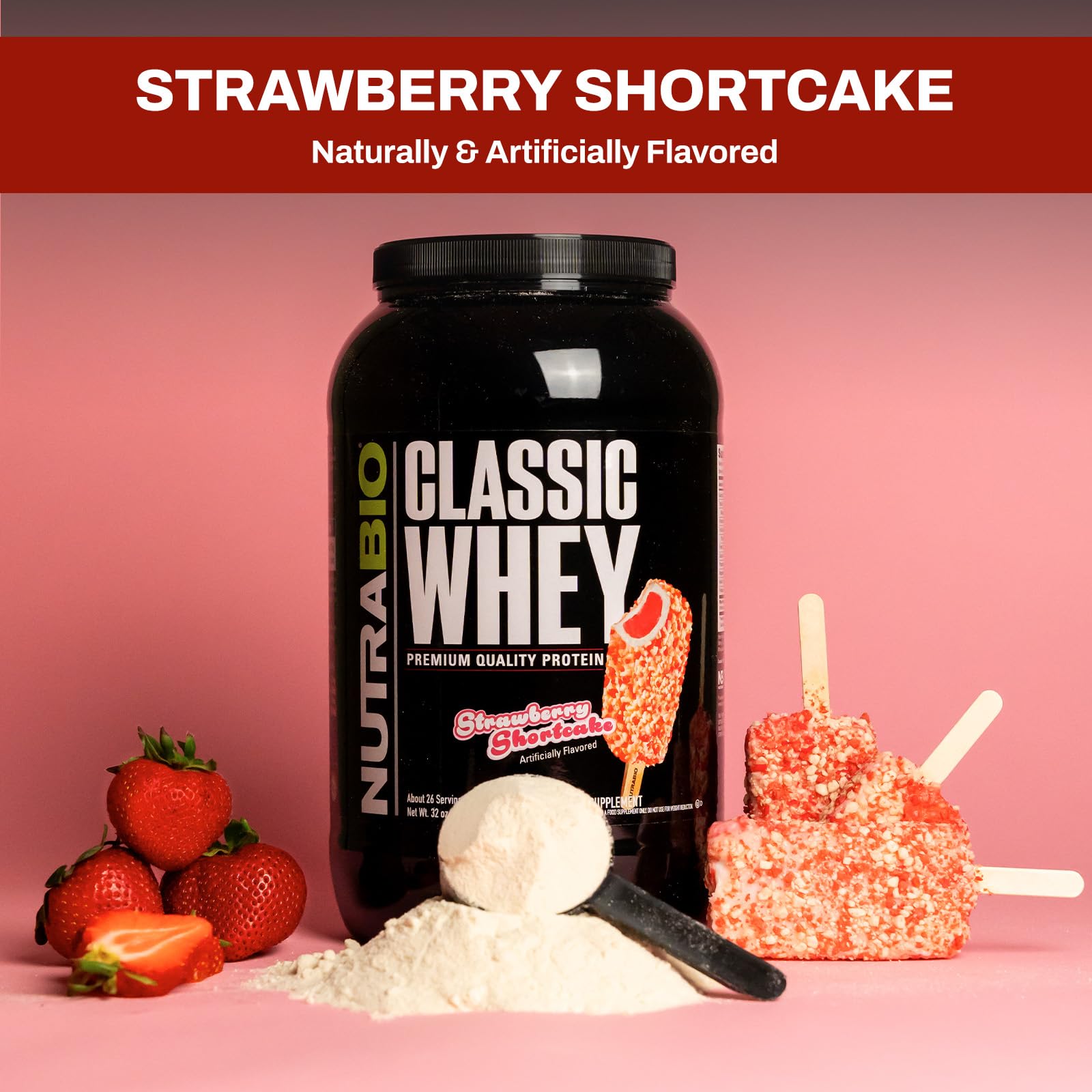 NutraBio Classic Whey Protein Powder - No Fillers, Artificial Colors, Preservatives