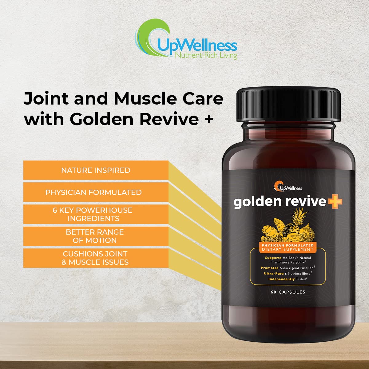 UpWellness Golden Revive + Joint Support with Quercetin, Magnesium, and Turmeric