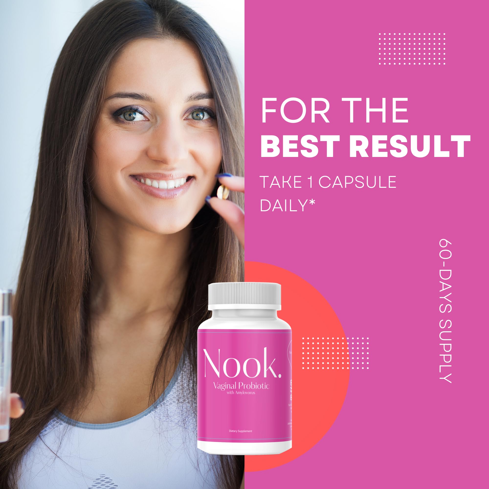 Nook Vaginal Probiotics for Women - pH Balance & Odor Control Feminine Health Supplements