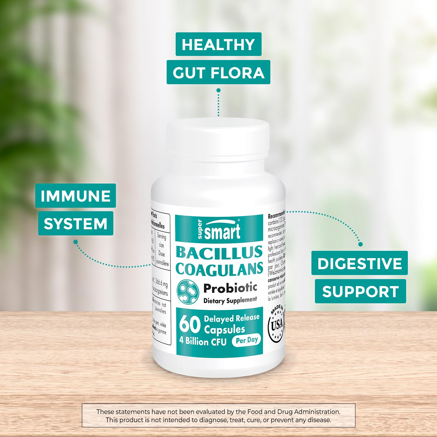 Supersmart - Bacillus Coagulans Probiotic 4 Billion CFU per Day (High Absorption)
