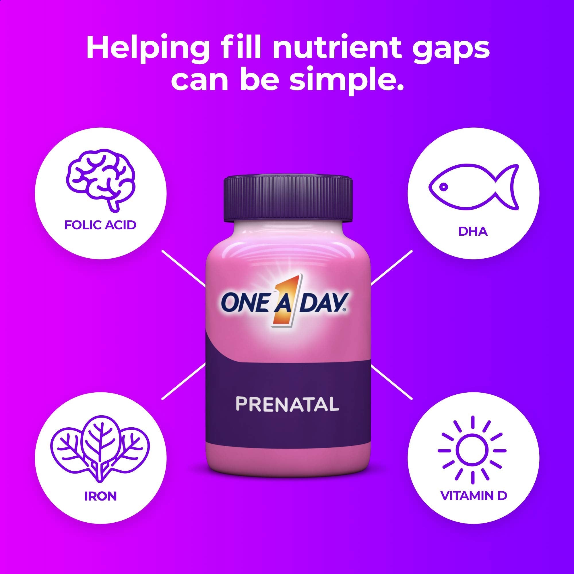 One-A-Day Prenatal 1 with DHA & Folic Acid Softgels, 30 ea (Pack of 6)
