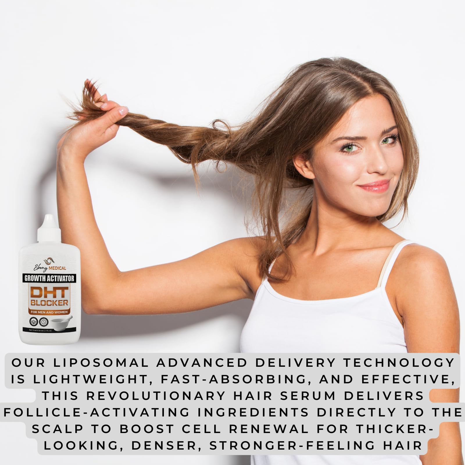 Ebony Medicals DHT Blocker Hair Growth Serum - Hair Loss Supplement, Supports Natural Regrowth