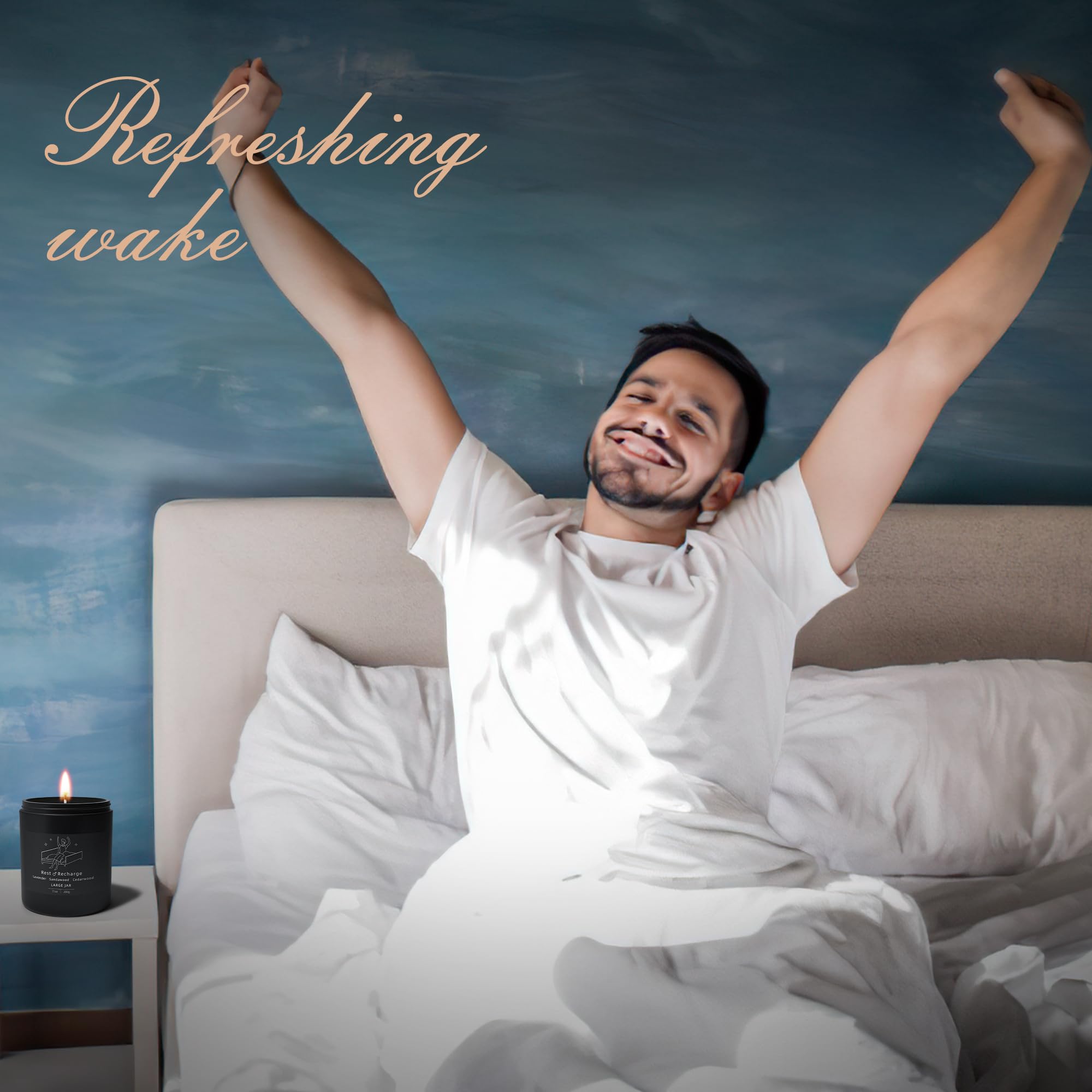 TRINIDa Large Sleep Scented Candles, Black Jar Natural Soy Candles for Home Scented, Candle Gift