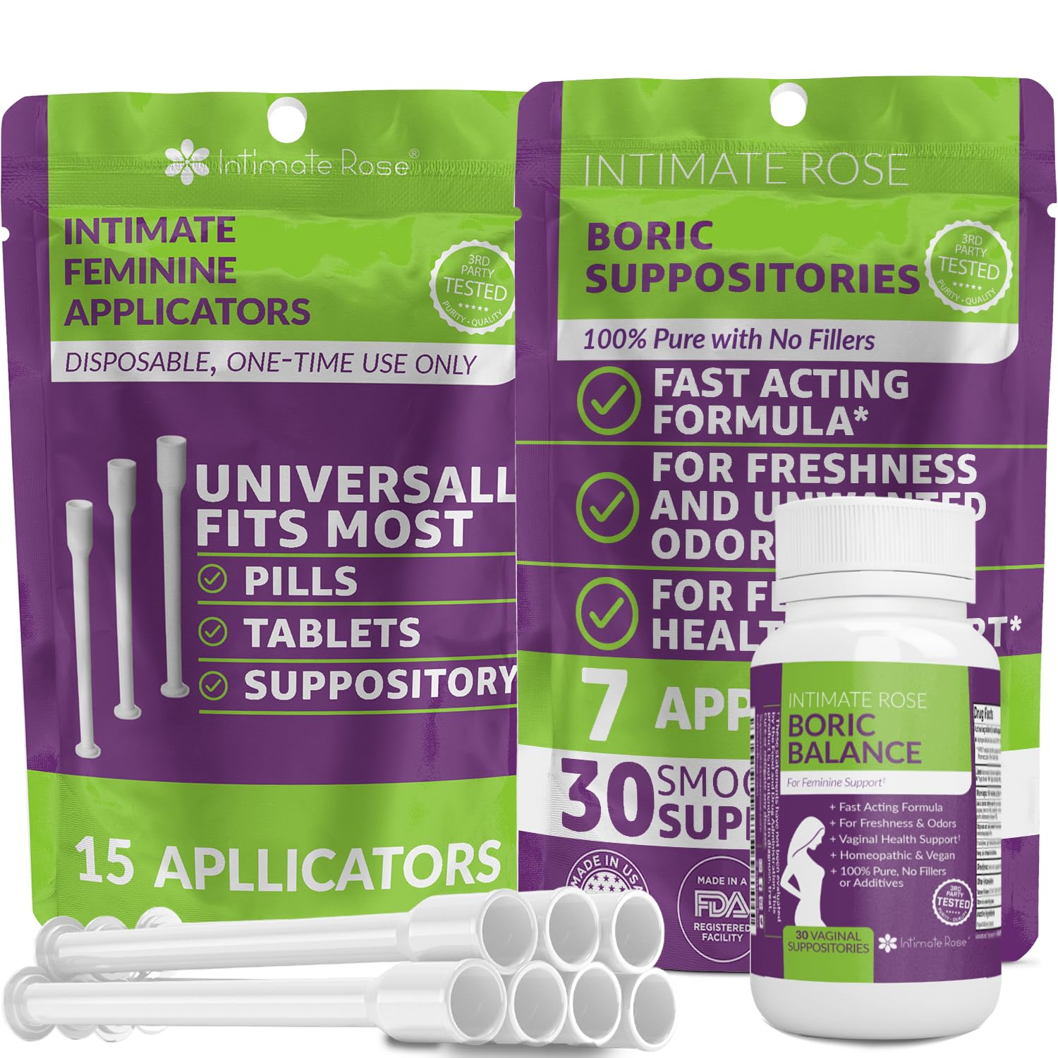 Save 10% on Boric Acid Vaginal Suppositories - 30 Count (600mg) + 7 Applicators and 15 Additional