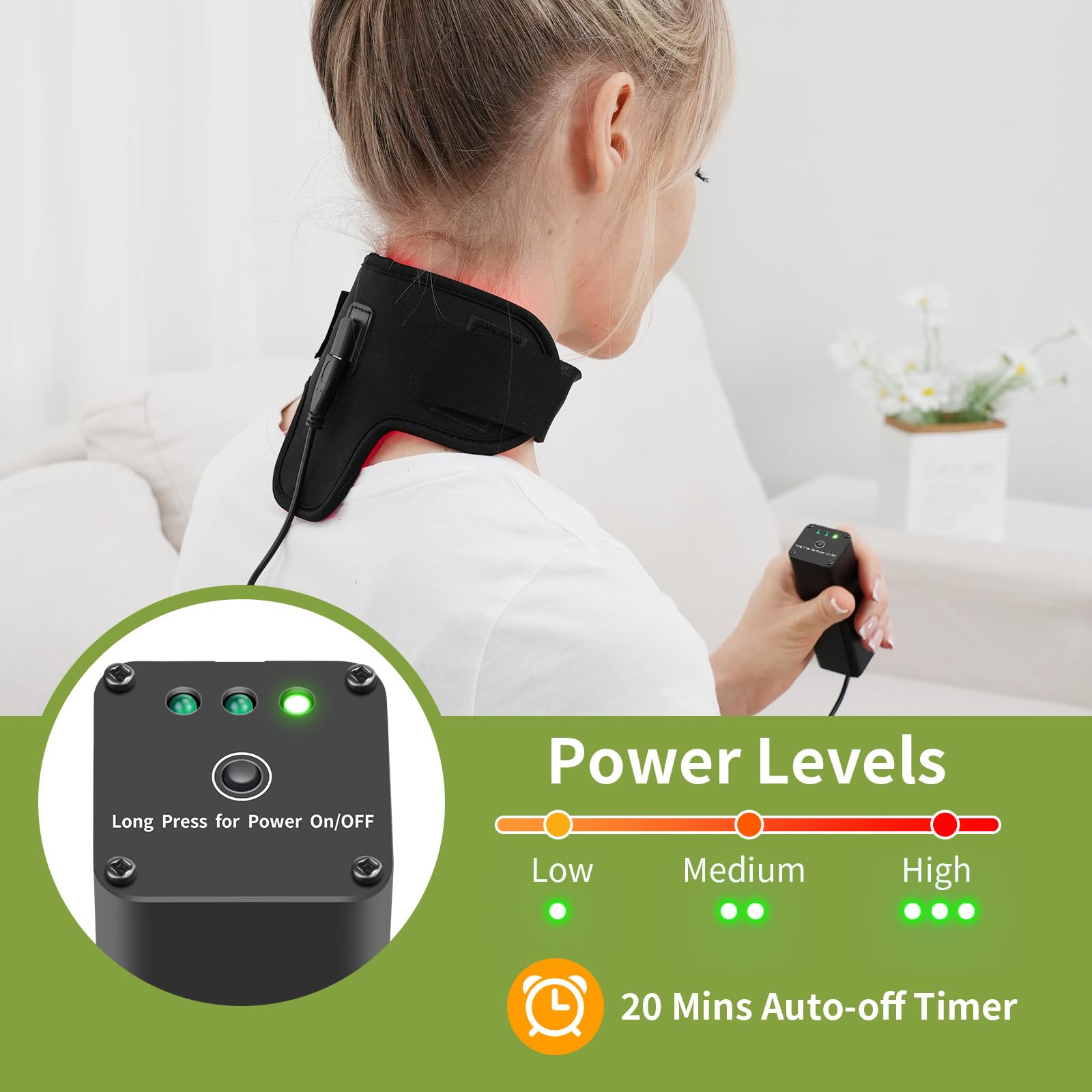 Rechargeable Red Light Therapy Neck Shoulder, Infrared Light Therapy for Body Pain Relief, Portable Red Light