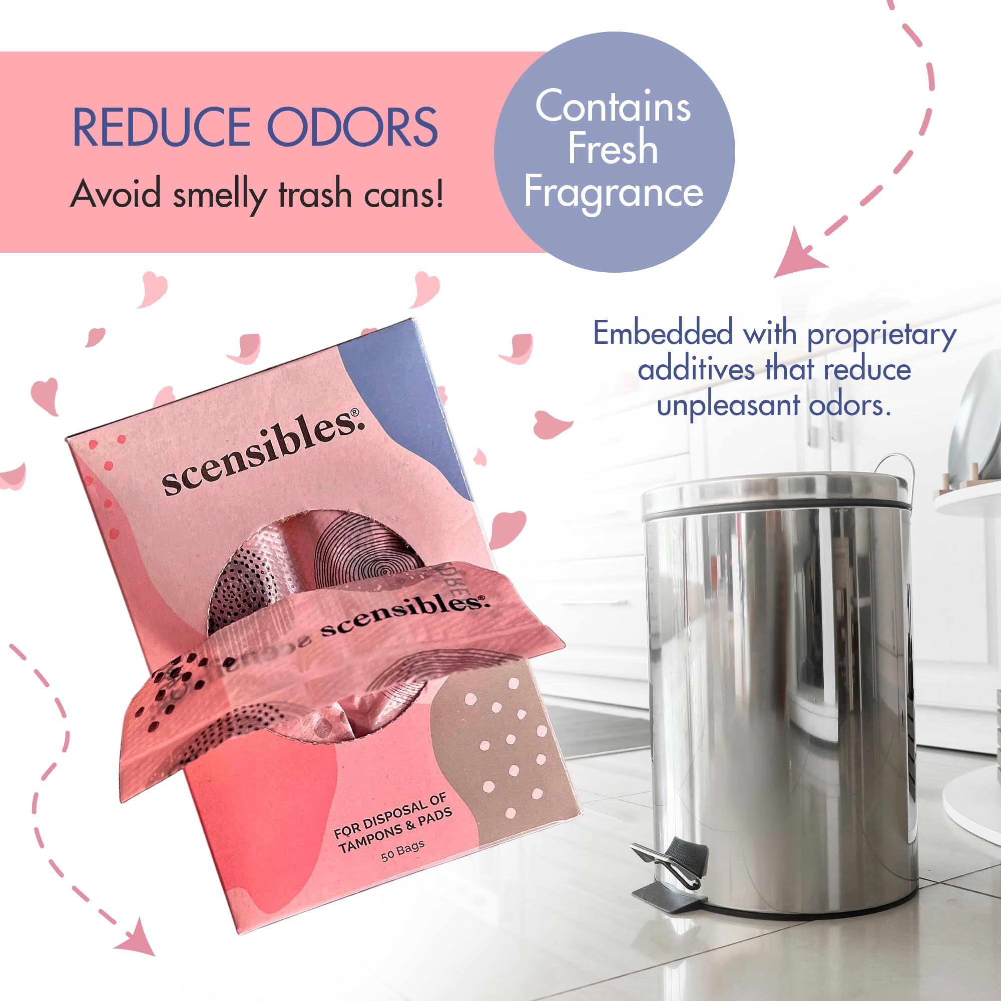 Scensibles Personal Care Disposal Bags (50 Count) - For Tampons, Pads, Liners, Condoms & More