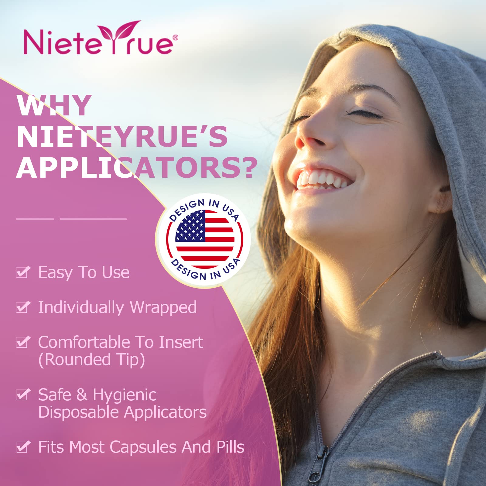 Nieteyrue (40 Packs) Disposable Vaginial Applicators Individually Wrapped Hygienic Fit