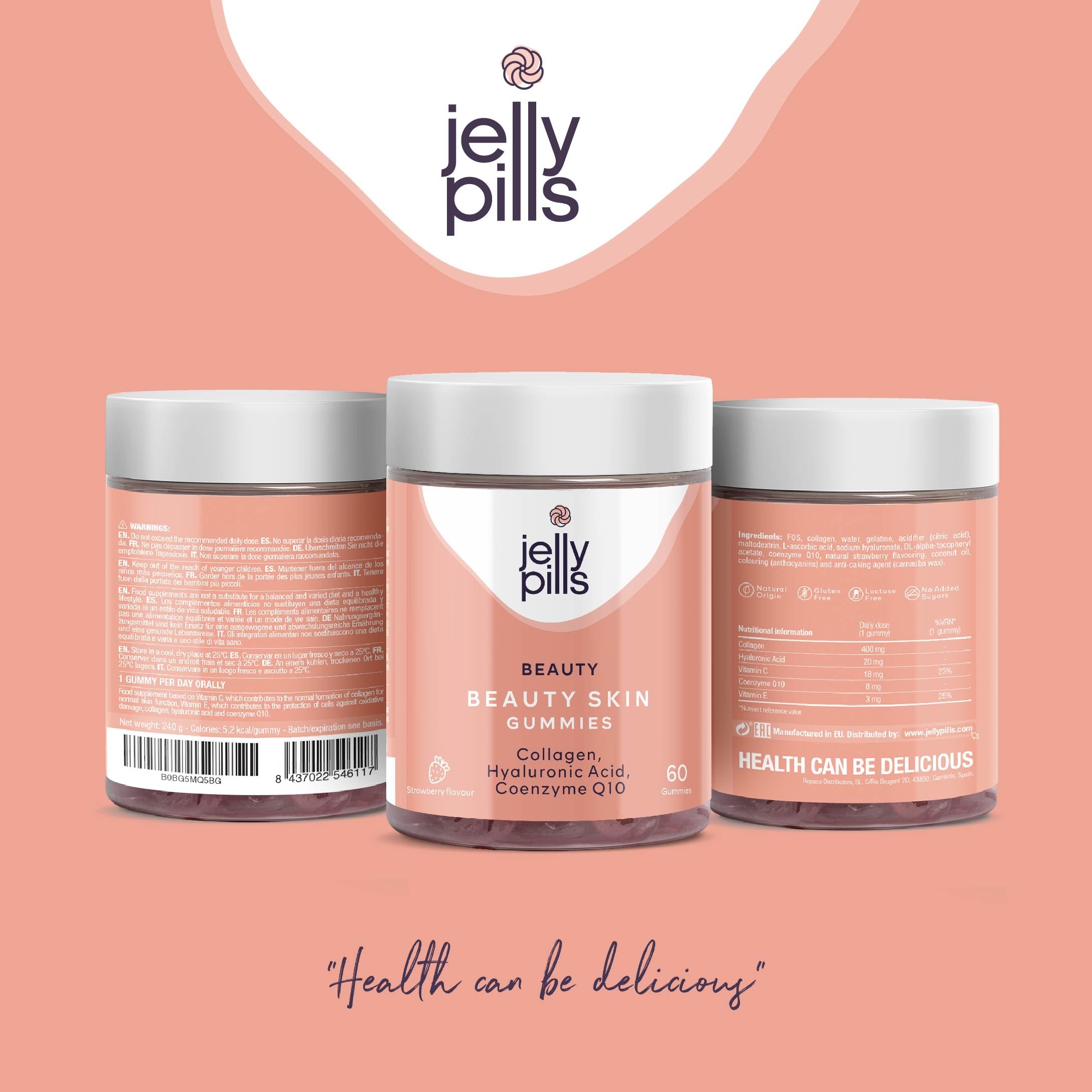 Jelly Pills® Hydrolyzed Collagen Gummies with Hyaluronic Acid and Coenzyme Q10