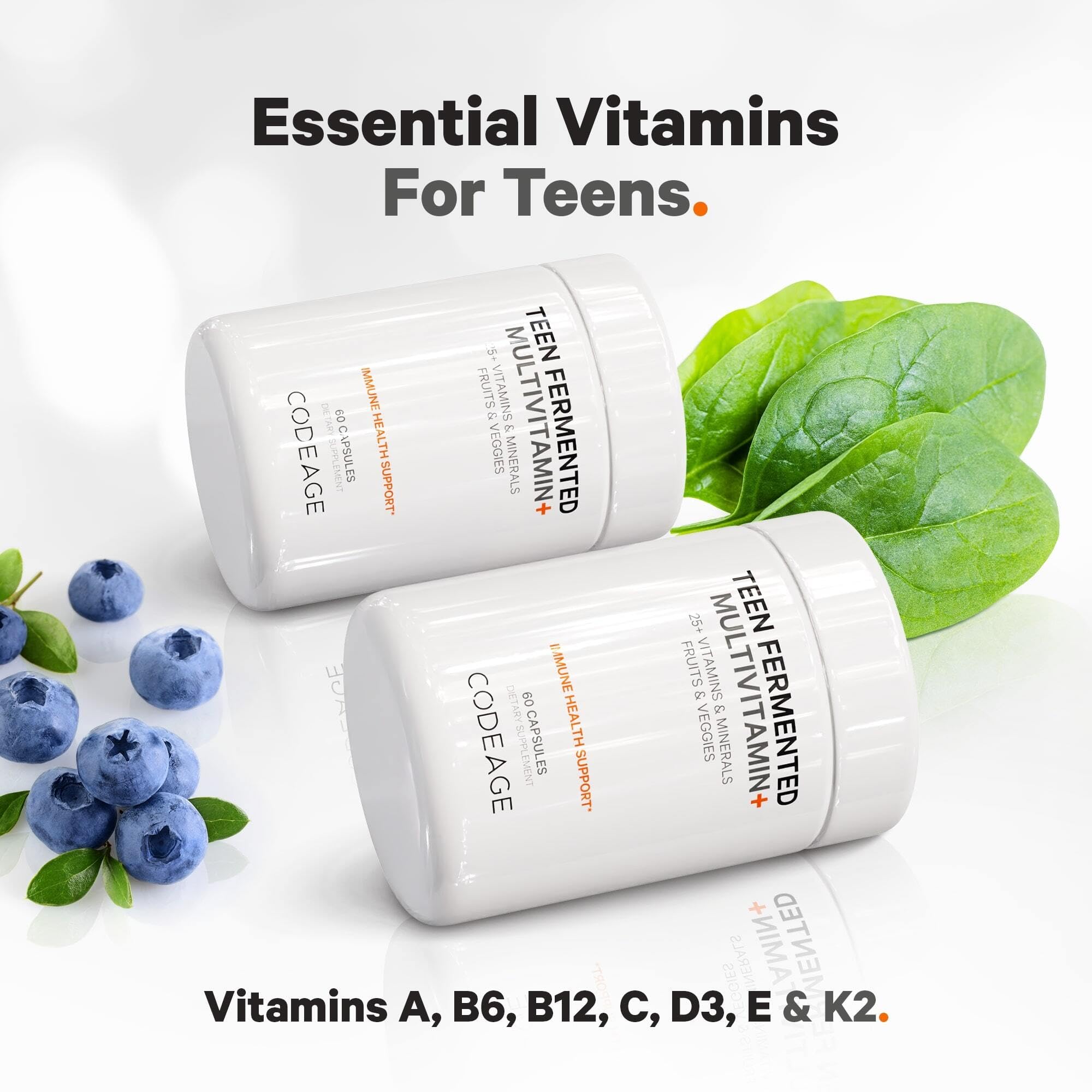Codeage Teen’s Daily Multivitamin Supplement, 25+ Vitamins & Minerals for Teenage Boys & Girls