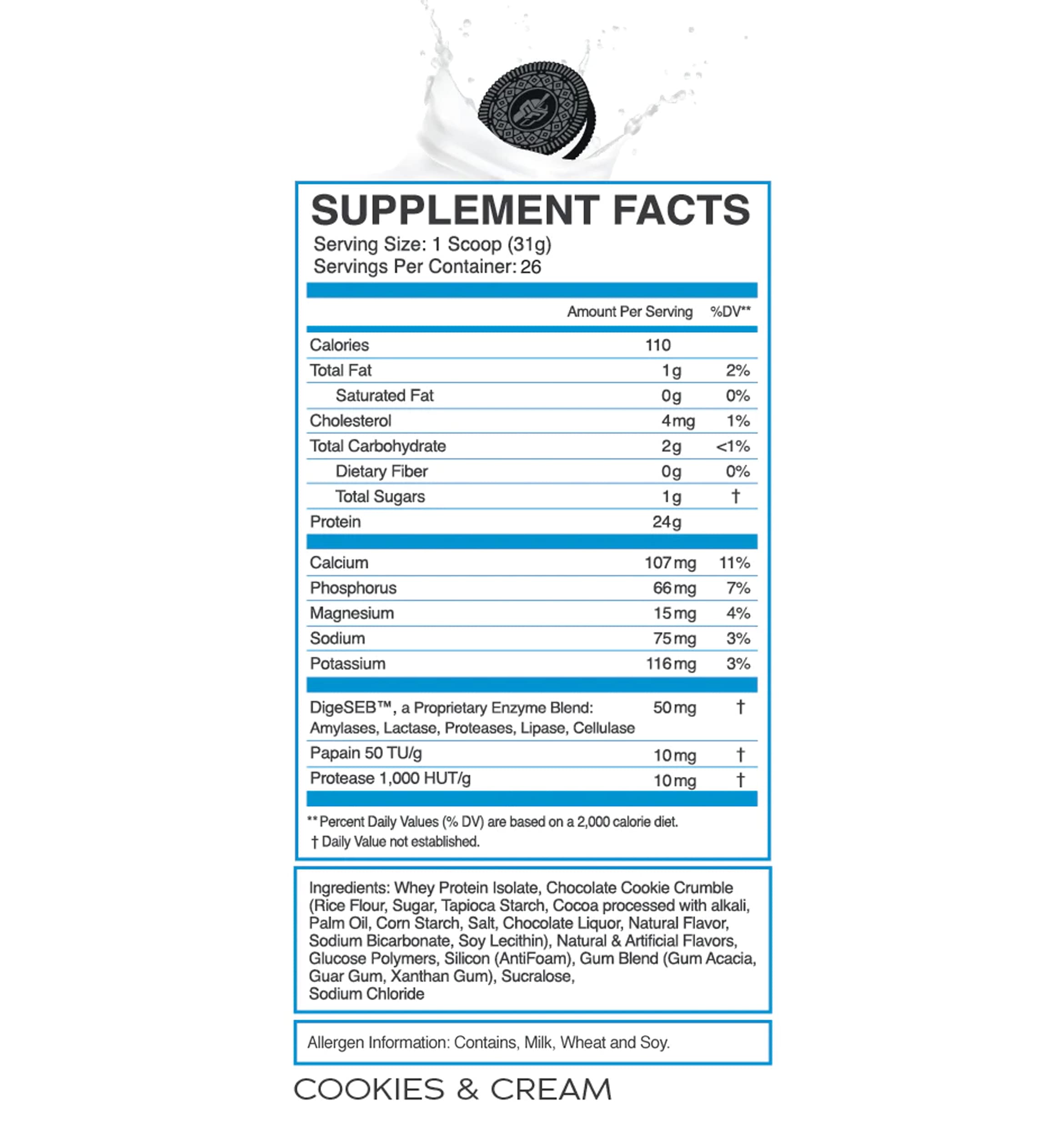 eFlow Nutrition 100% Whey Protein Isolate - Lactose-Free Digestive Enzymes Added