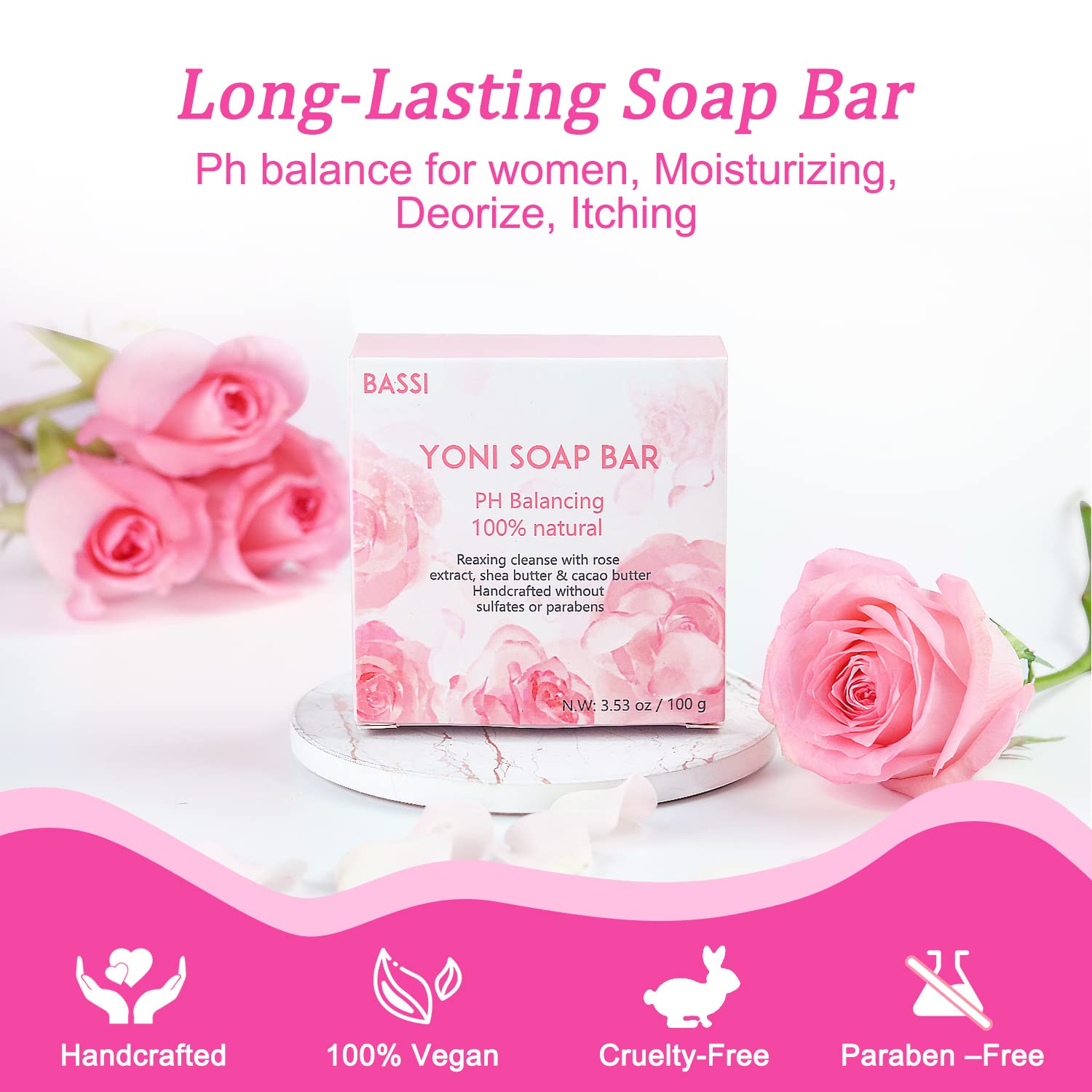 Yoni Soap Bars Vaginal Wash 2 PCS, 100% Natural Organic Yoni Bar Soap for Women Ph Balance Yoni